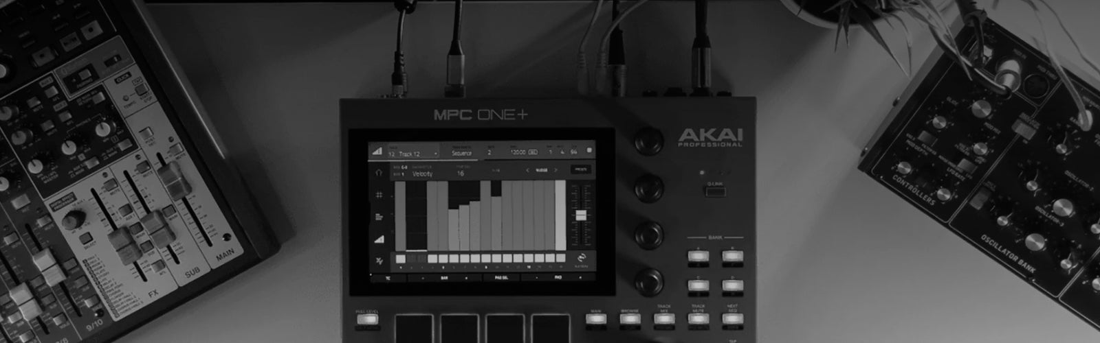 The Akai MPC One+ in a studio environment