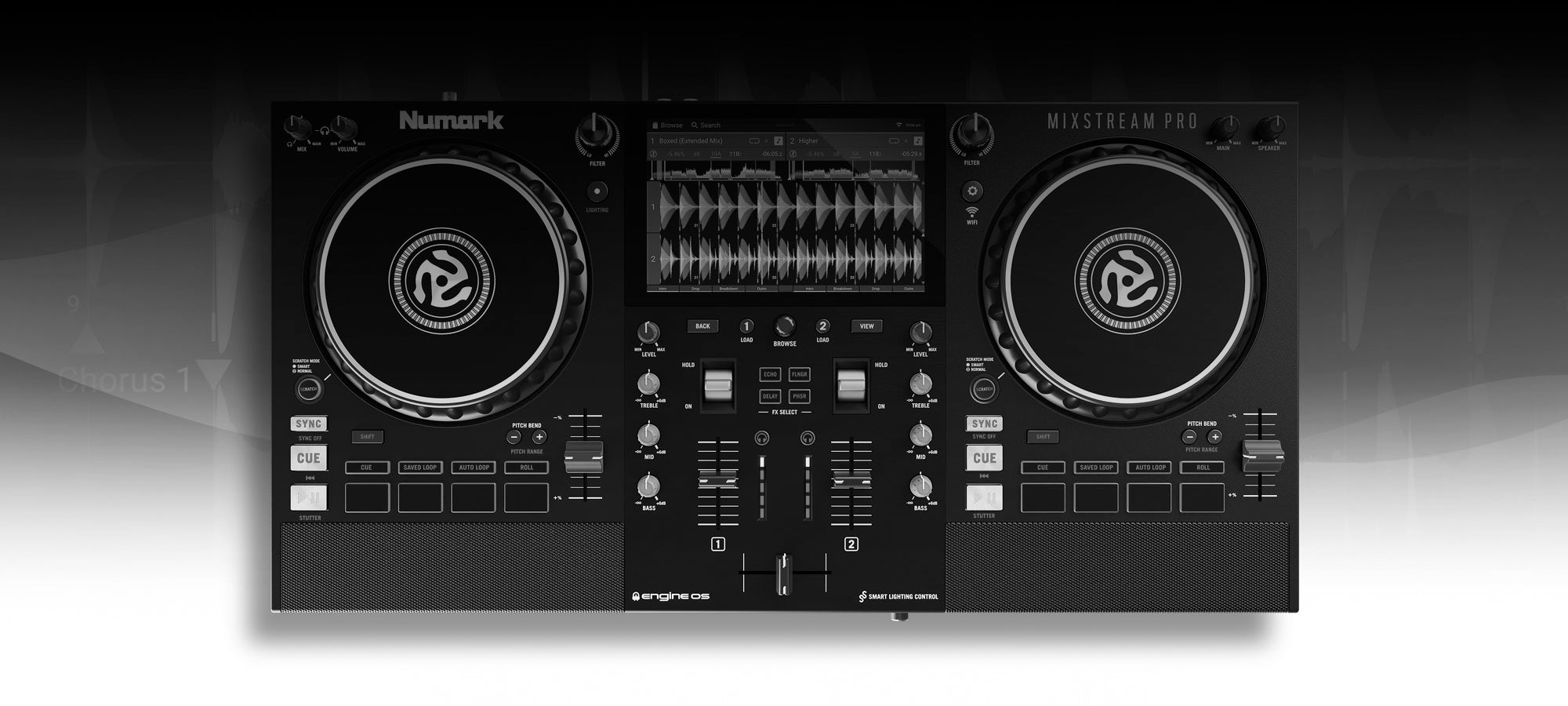 Numark Mixstream Pro in grayscale
