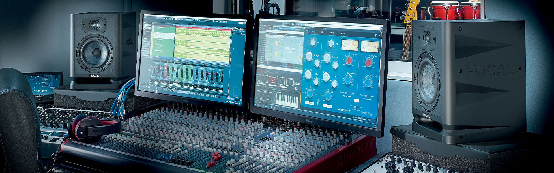 Image of studio with Focal studio monitors