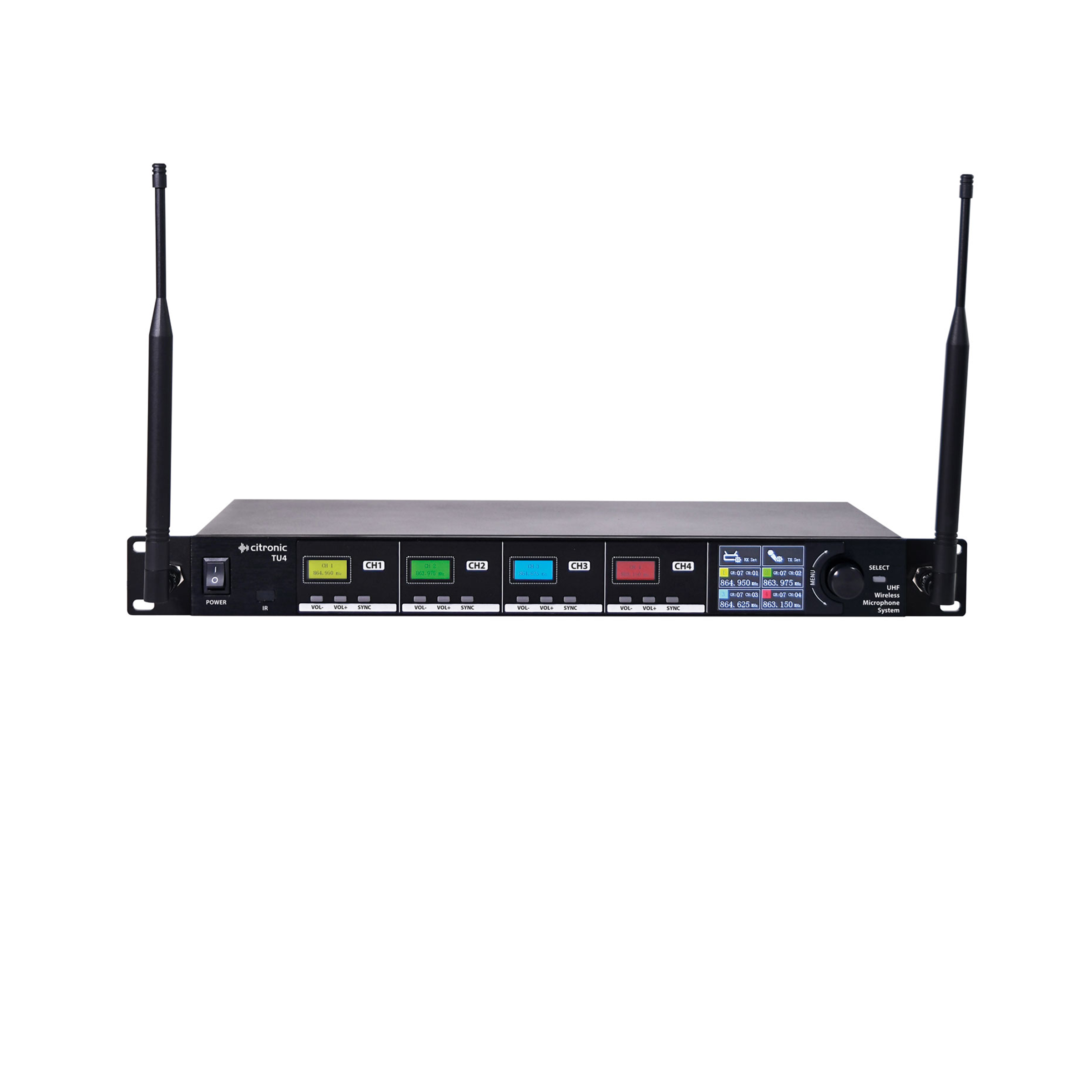 Citronic TU4 Quad PLL Tuneable UHF Wireless Microphone System (171043)