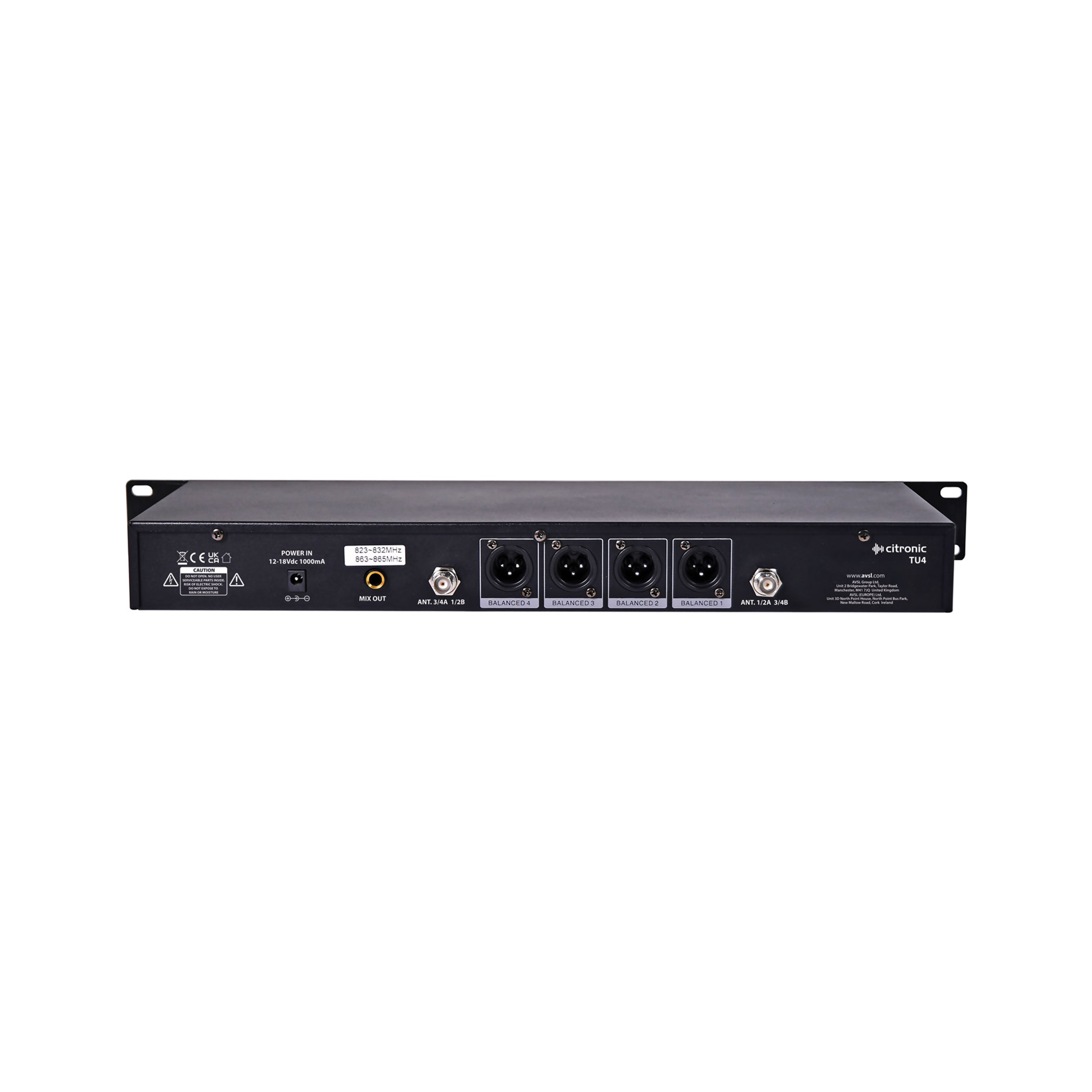 Citronic TU4 Quad PLL Tuneable UHF Wireless Microphone System (171043)