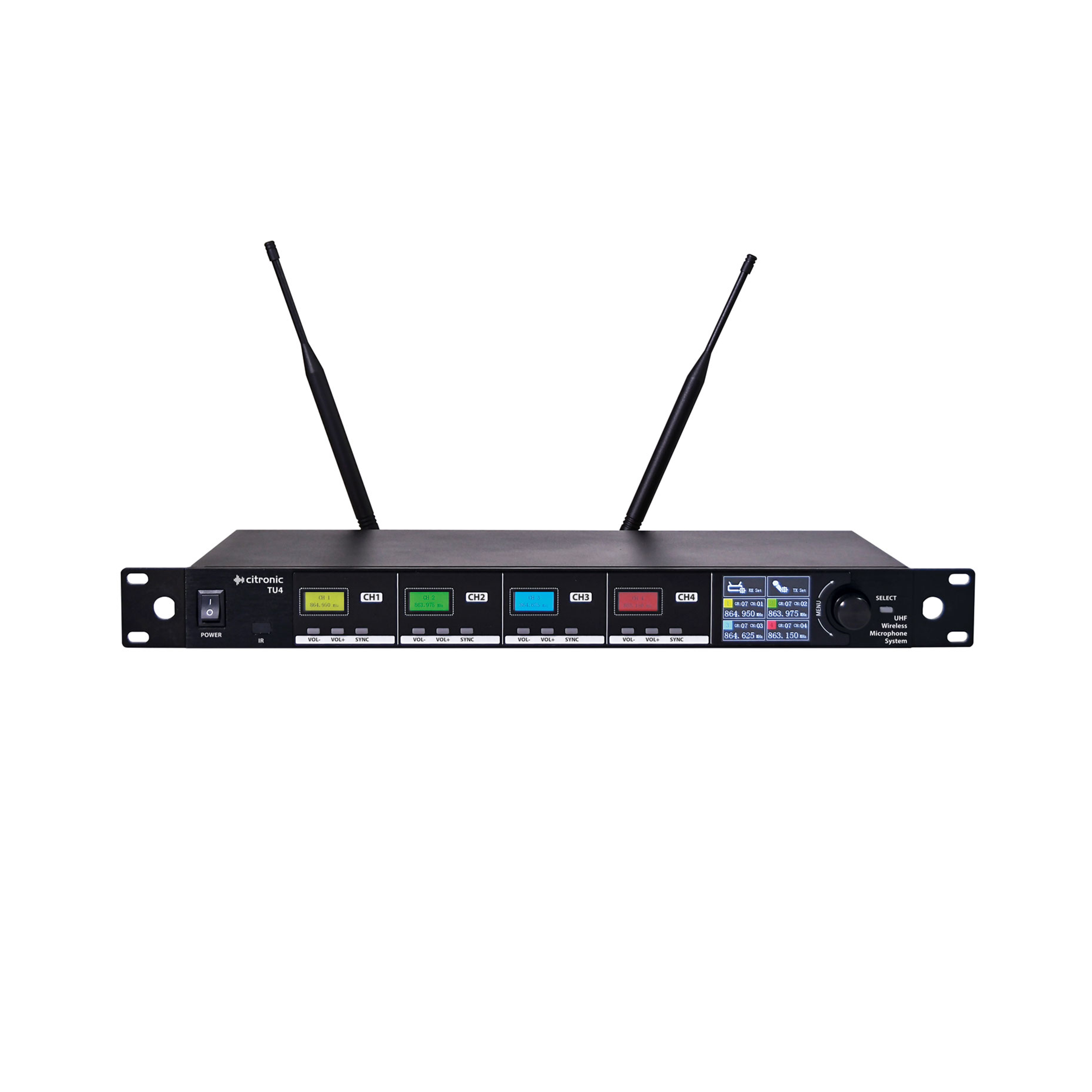 Citronic TU4 Quad PLL Tuneable UHF Wireless Microphone System (171043)