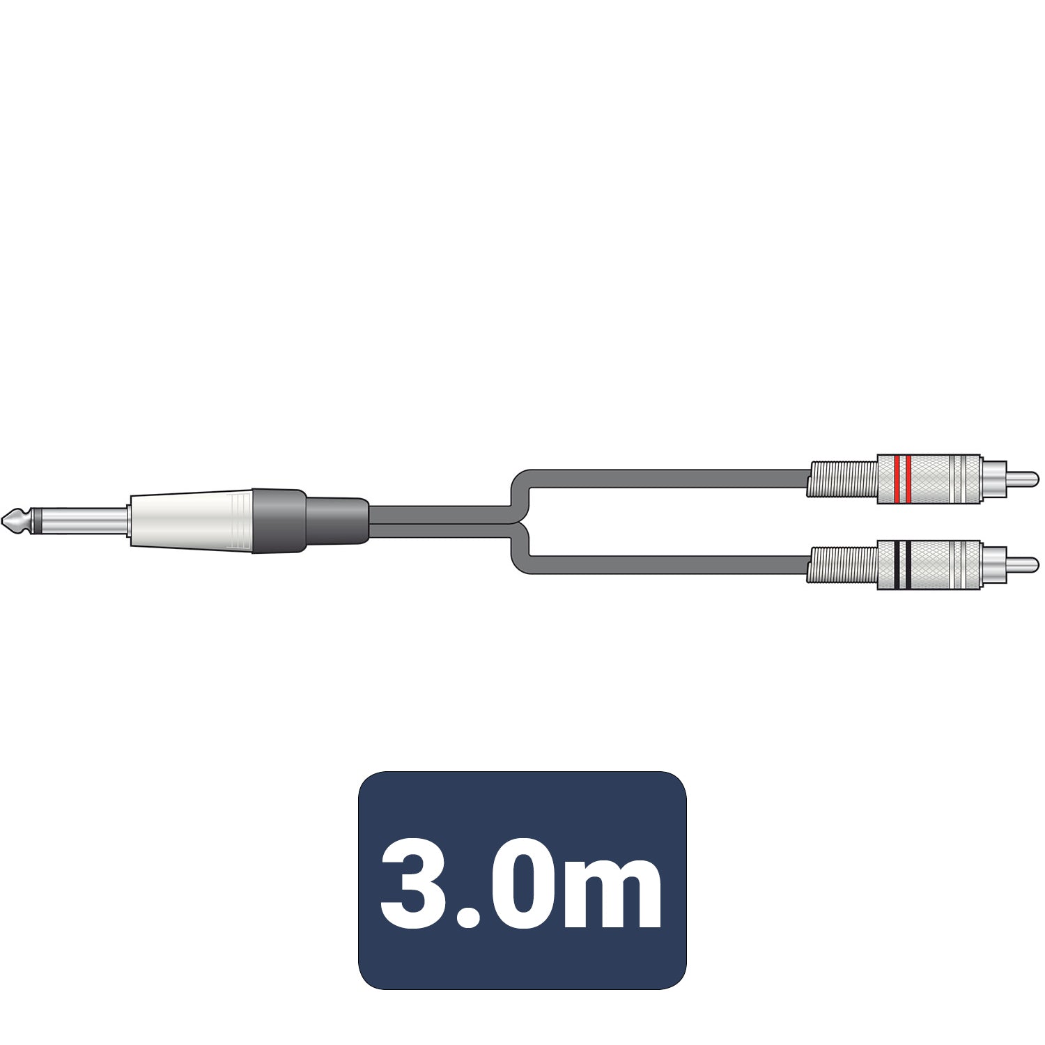 Chord 190239 - 6.3mm Mono Jack Plug - 2 x RCA Plugs 3m