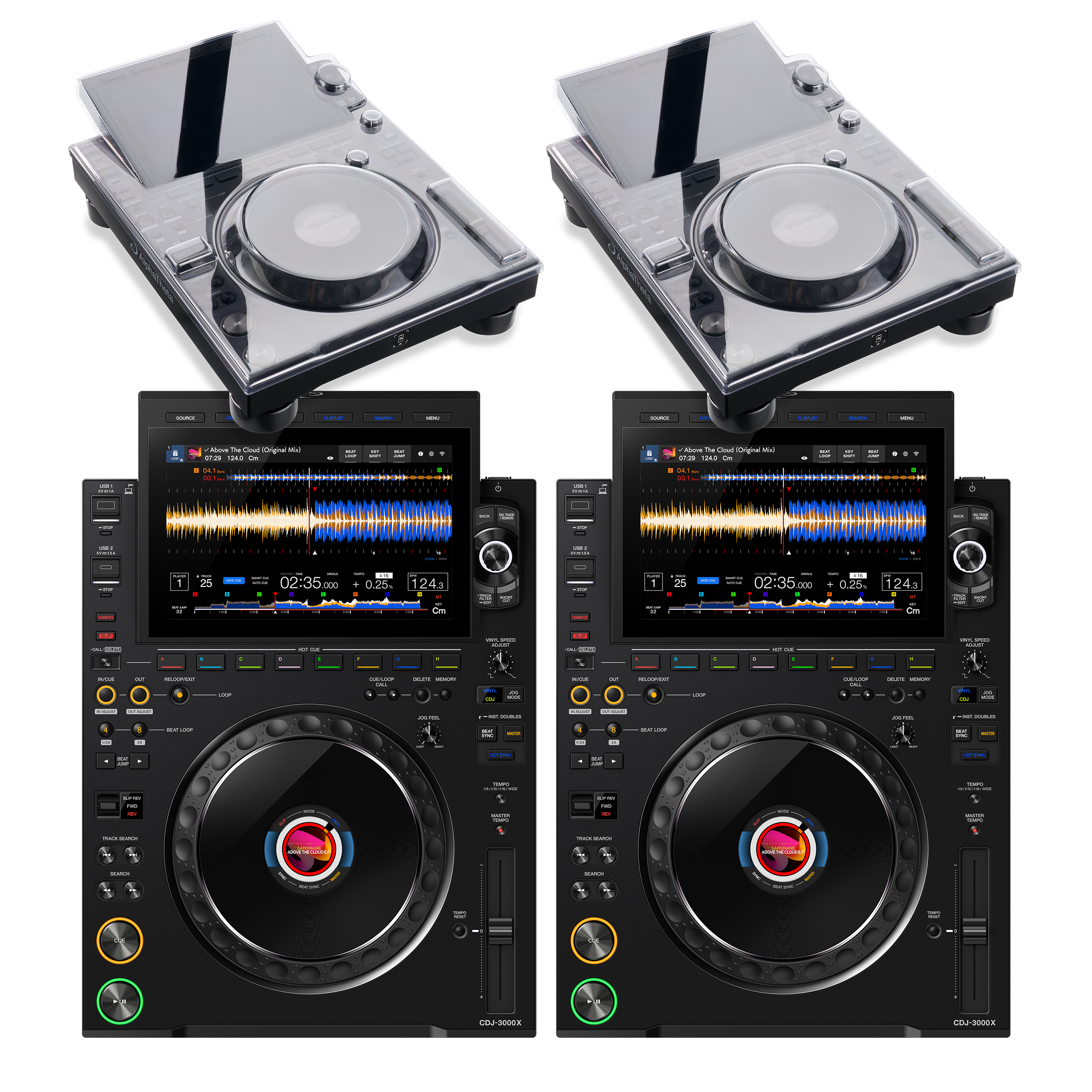 AlphaTheta CDJ-3000X Pair + Decksaver Bundle