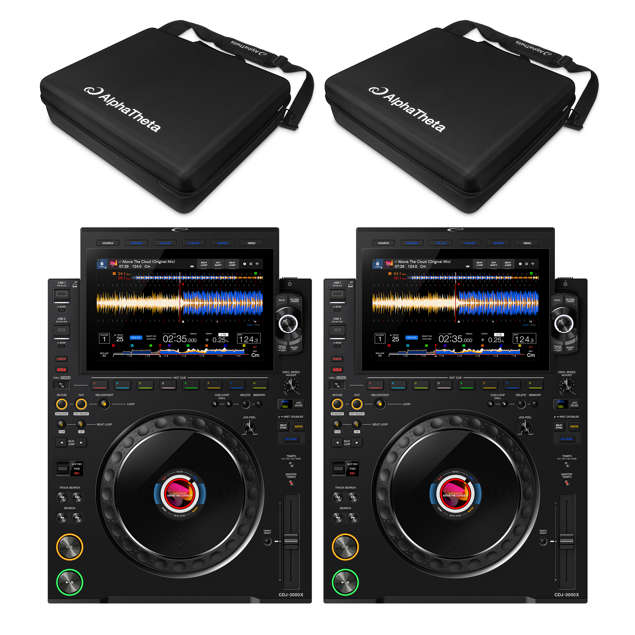 AlphaTheta CDJ-3000X Pair + DJC-3000X BAG Bundle