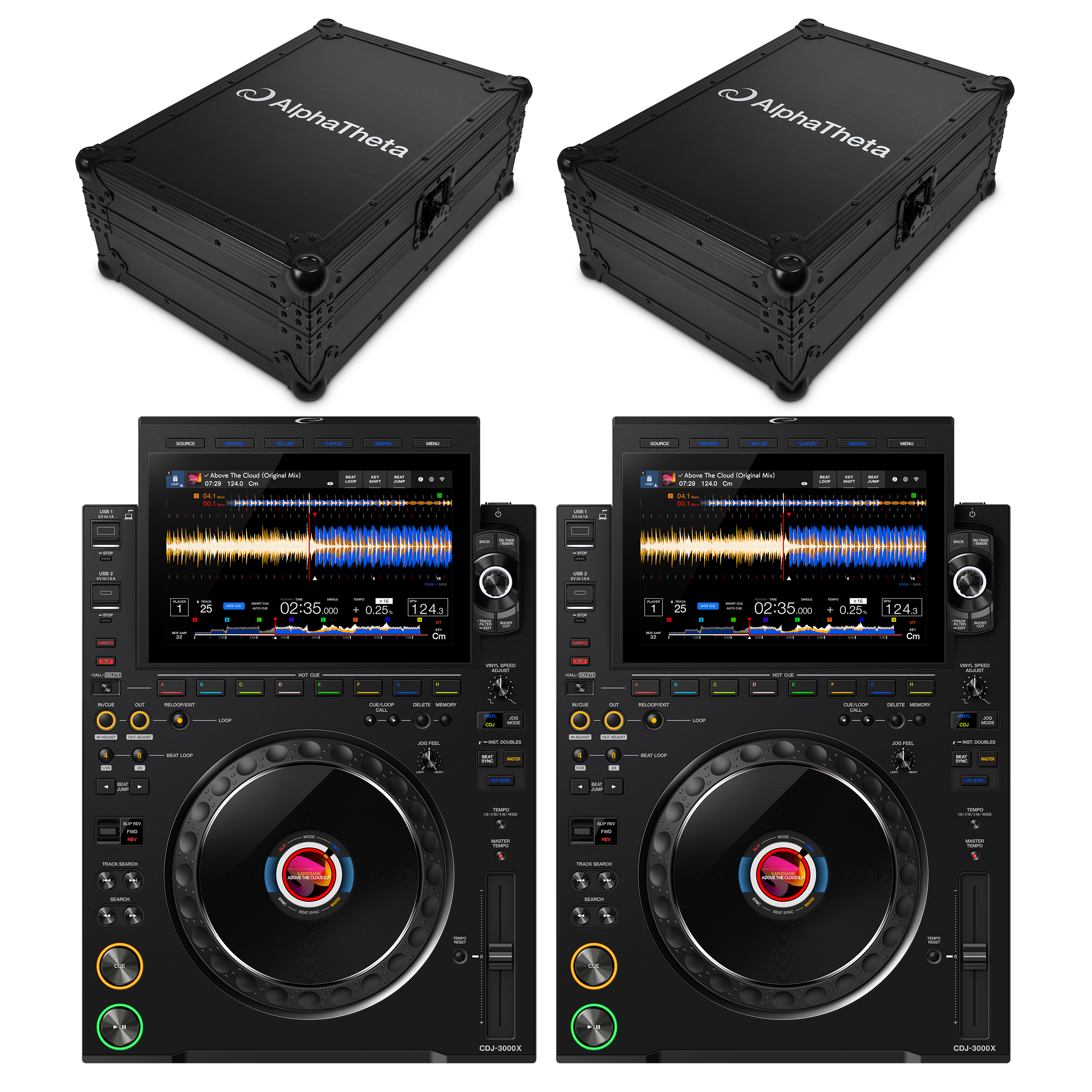AlphaTheta CDJ-3000X Pair + FLT-3000X Flight Case Bundle