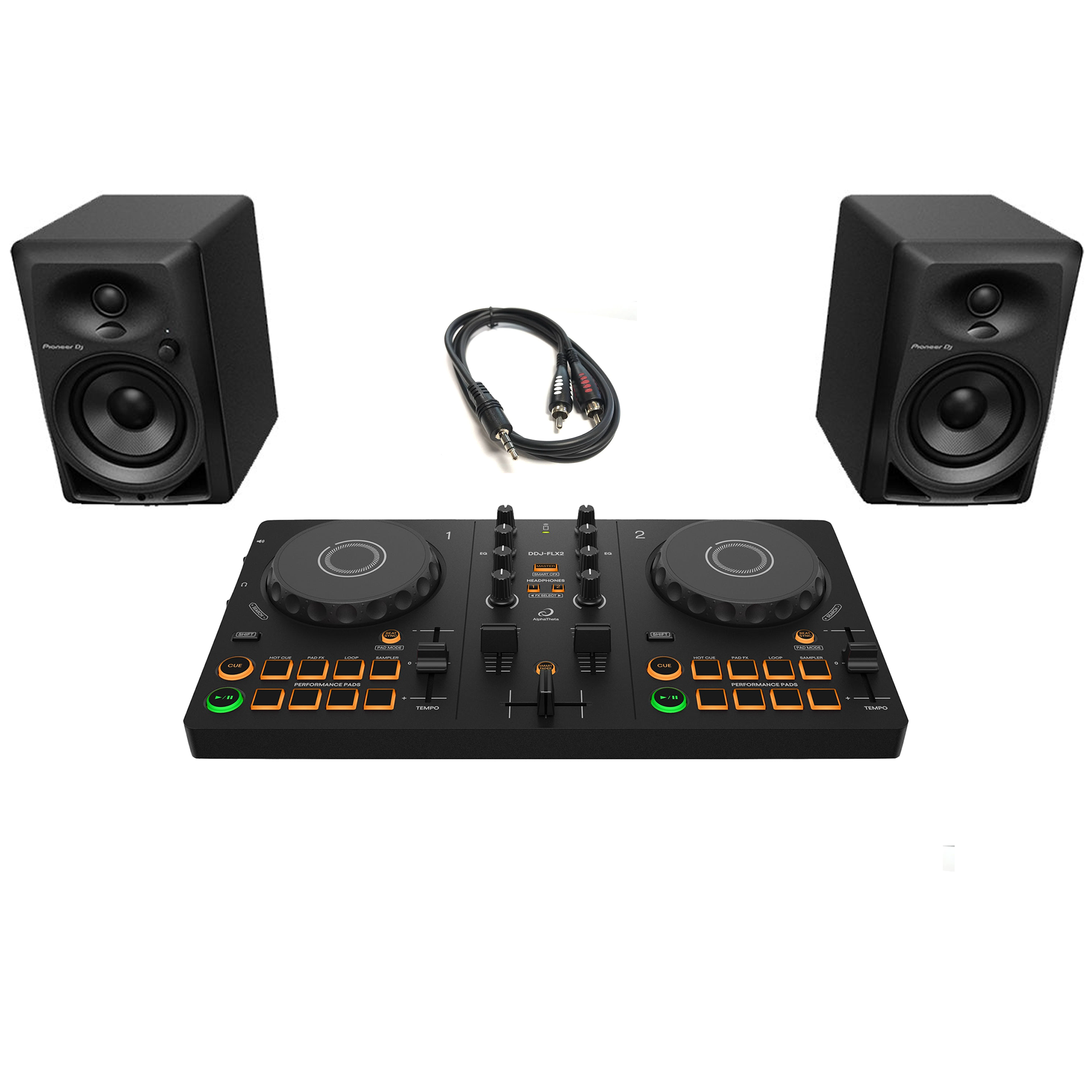 AlphaTheta DDJ-FLX2 + DM40D Bundle