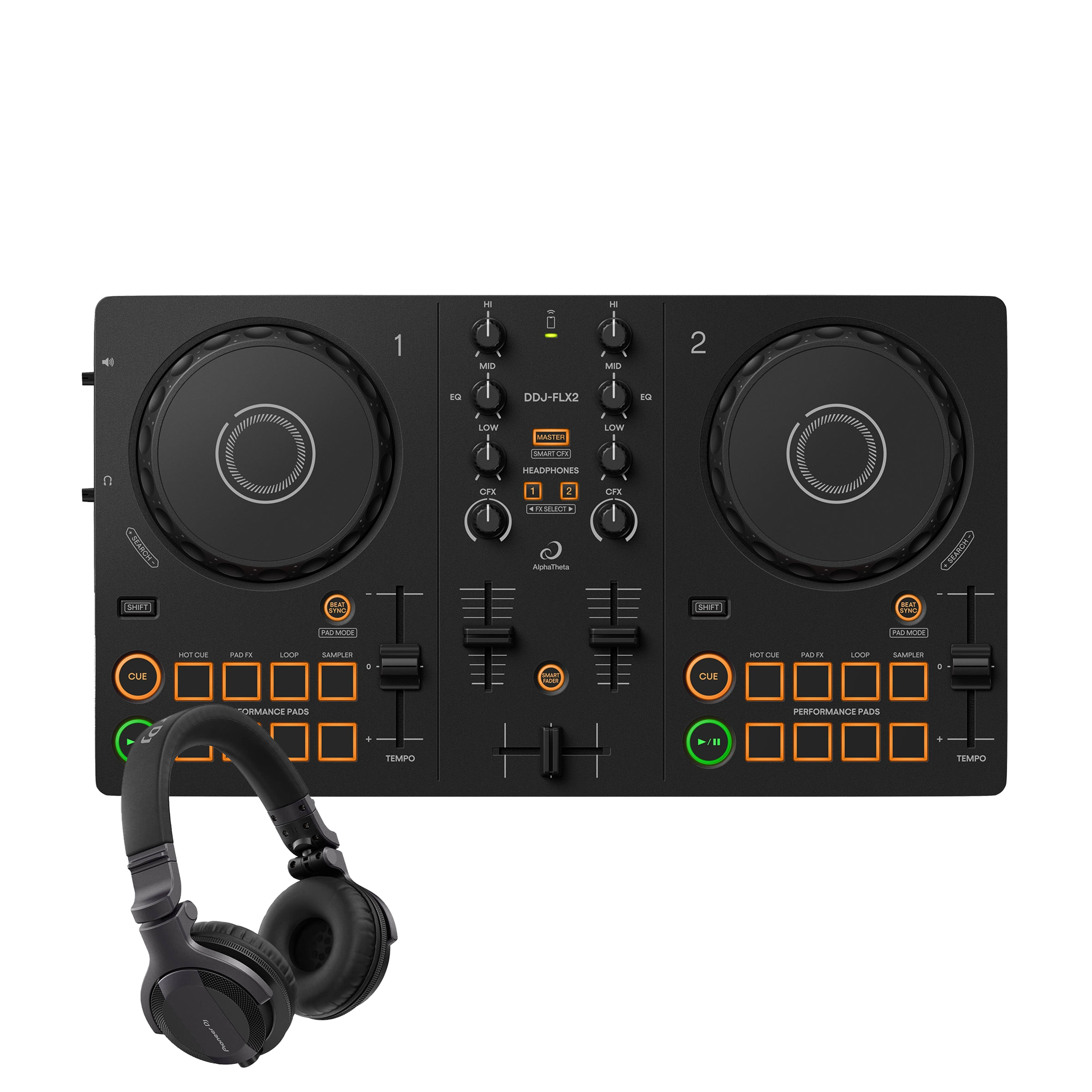AlphaTheta DDJ-FLX2 + HDJ-CUE1 Bundle