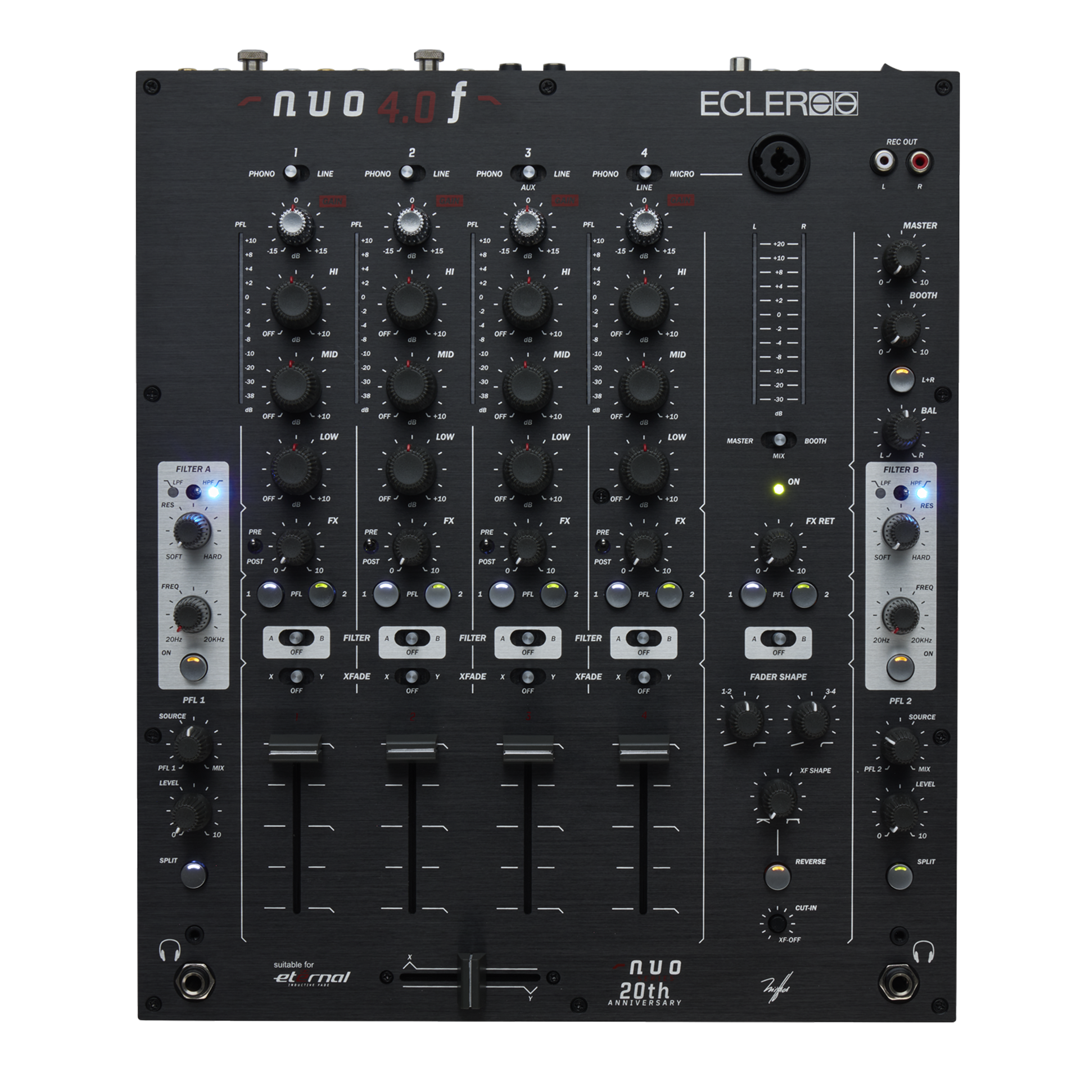 Ecler NUO 4.0F 4-Channel Analog Mixer - Black
