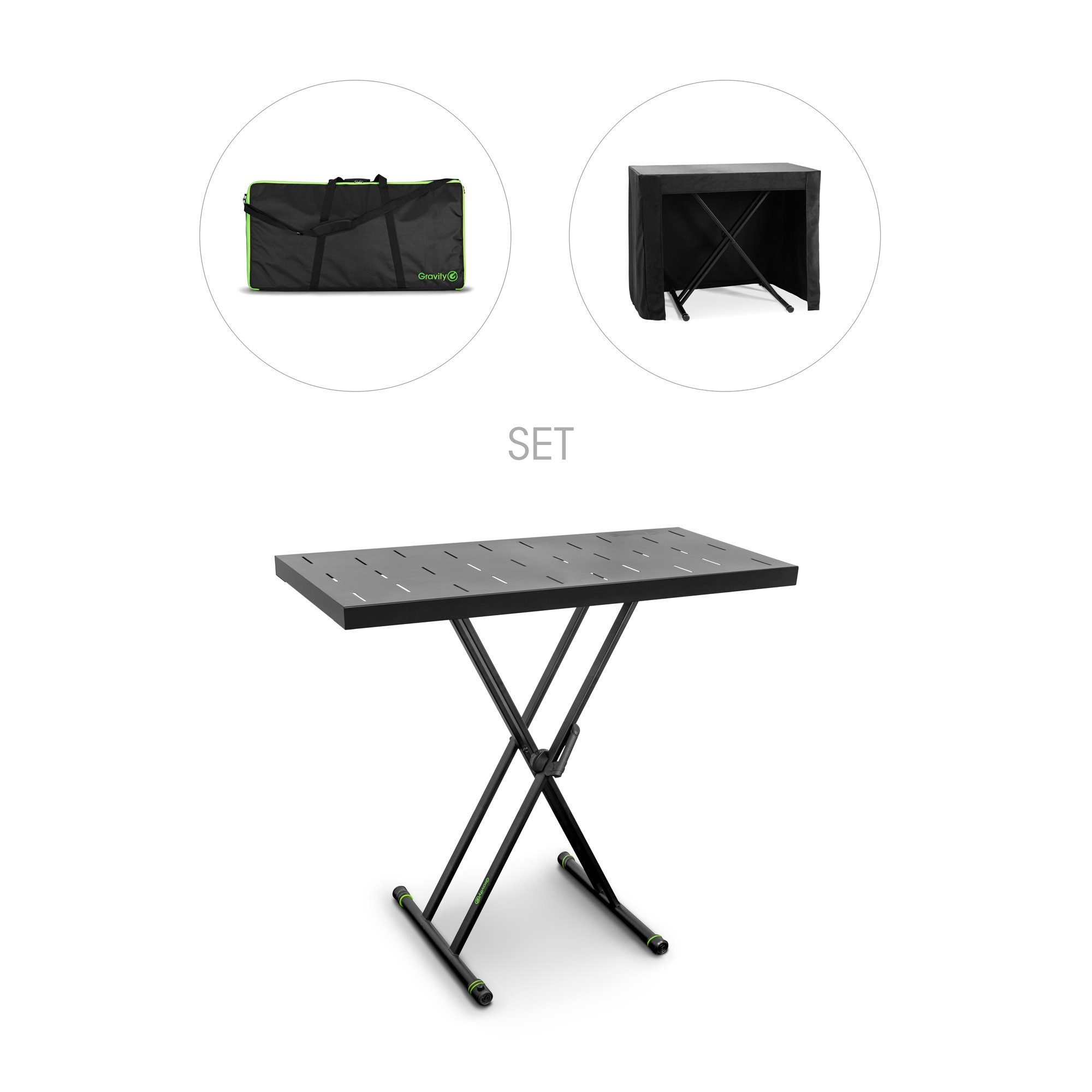 Gravity KSX-2-RD-SET-1 Keyboard Stand X-Form Double And Support Table Set 1