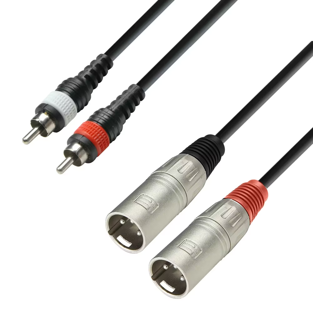 Adamhall K3TMC0100 Twin XLRM - Twin RCA Cable 1m