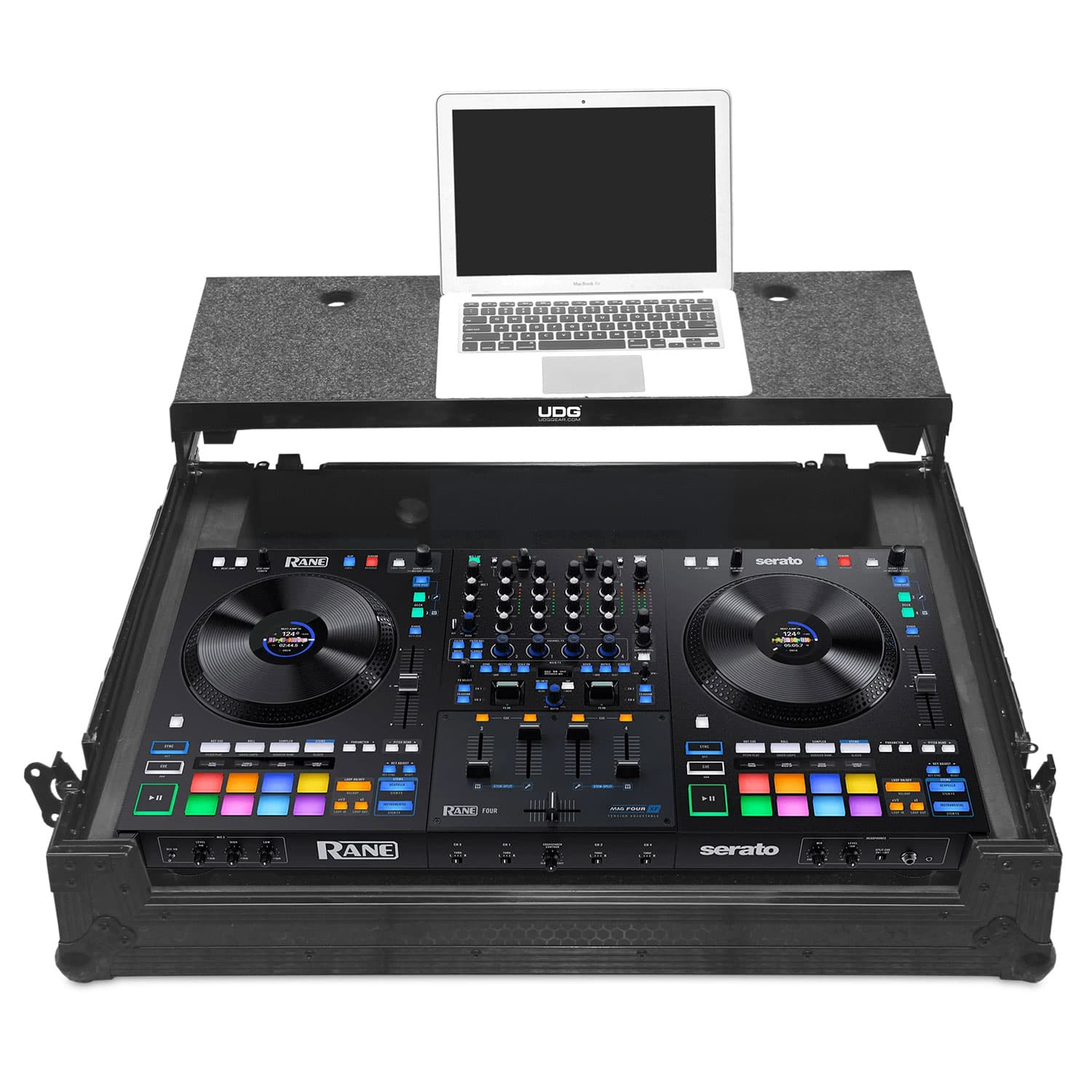 UDG Ultimate Flight Case Rane Four Black Plus (Laptop Shelf + Wheels) U91083BL