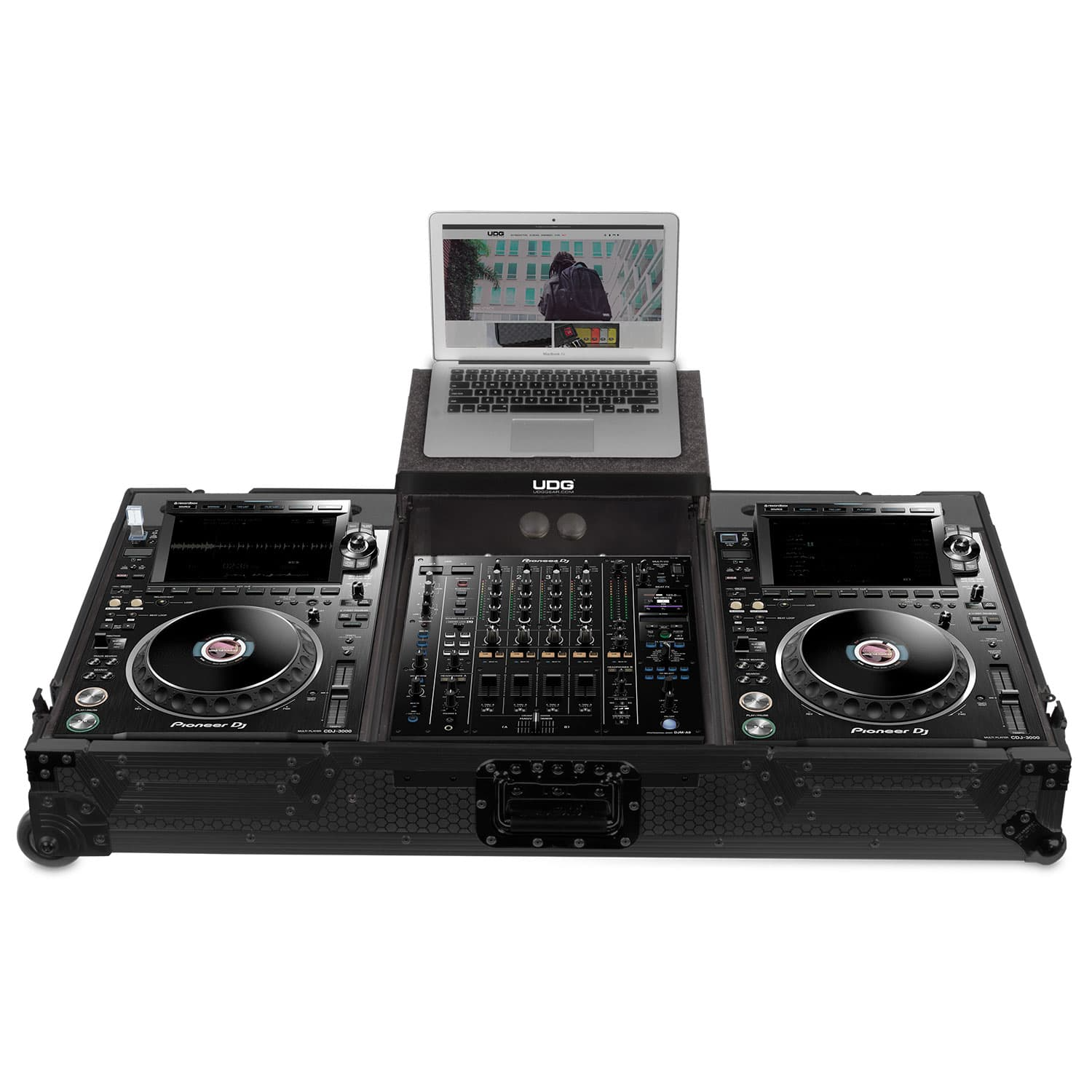 UDG Ultimate Flight Case Set Pioneer CDJ-3000/A9 Black Plus (Laptop Shelf + Wheels) U91086BL
