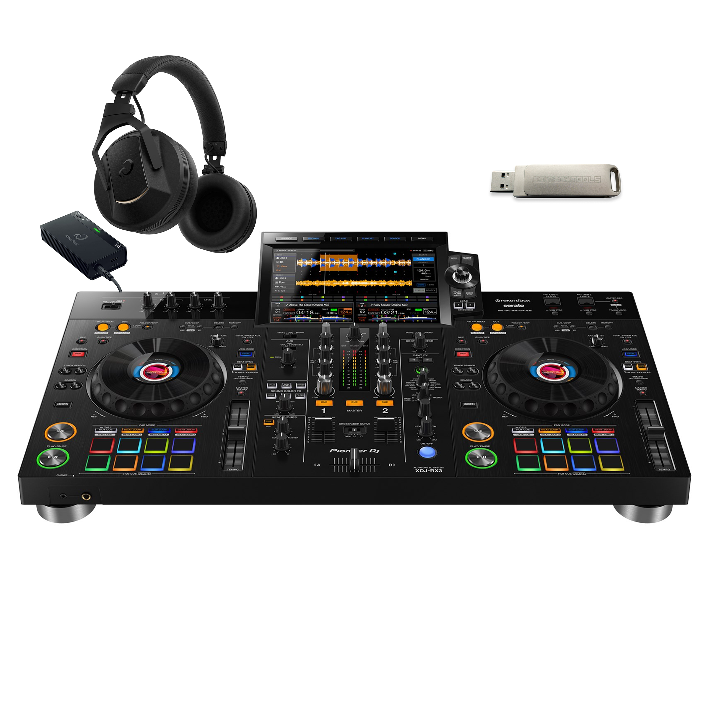 Pioneer DJ XDJ-RX3 + HDJ-F10-TX + Chroma Drive USB 128GB (Silver) Bundle