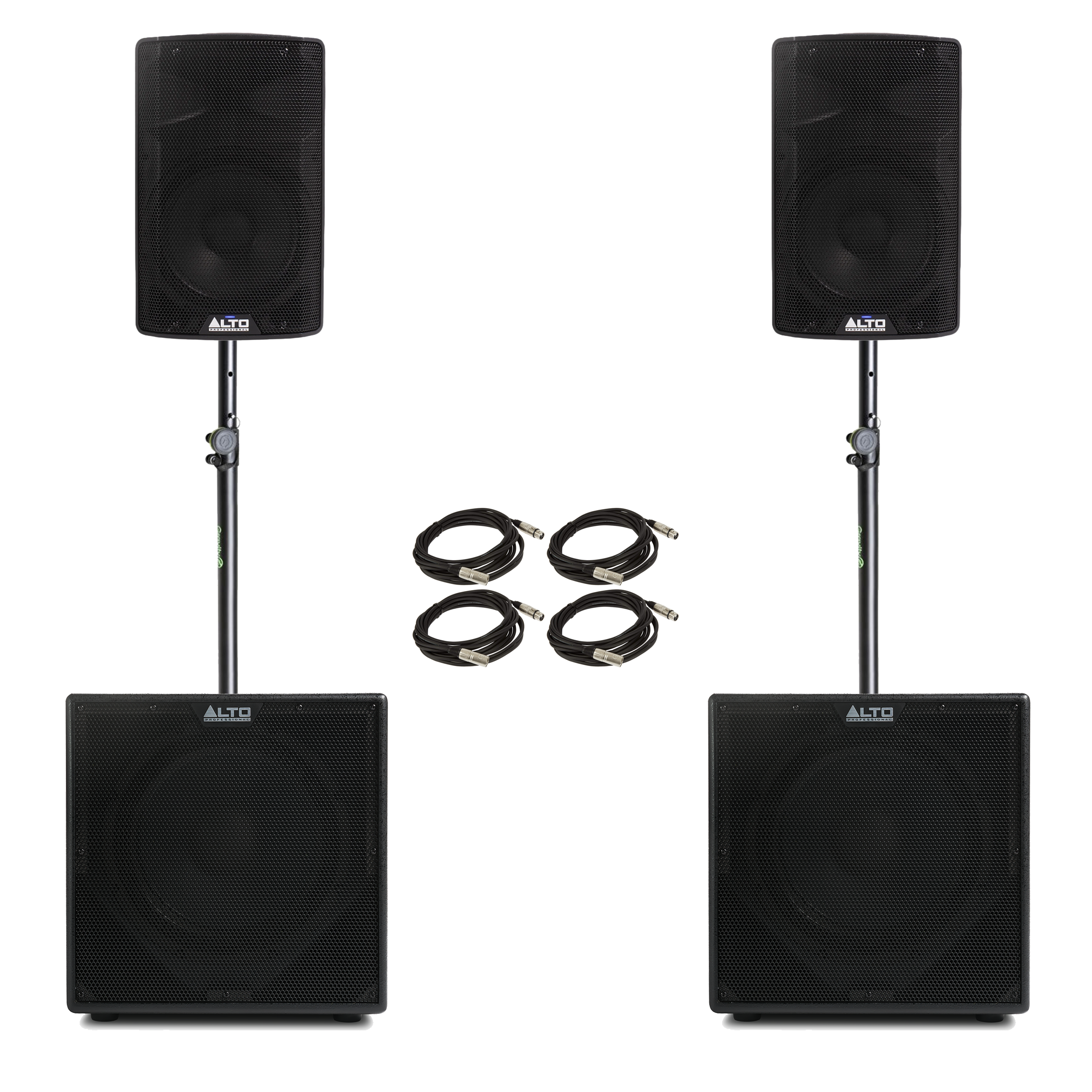Alto Professional TX410 PA Bundle with 2x TX12S Sub + Stands + Cables