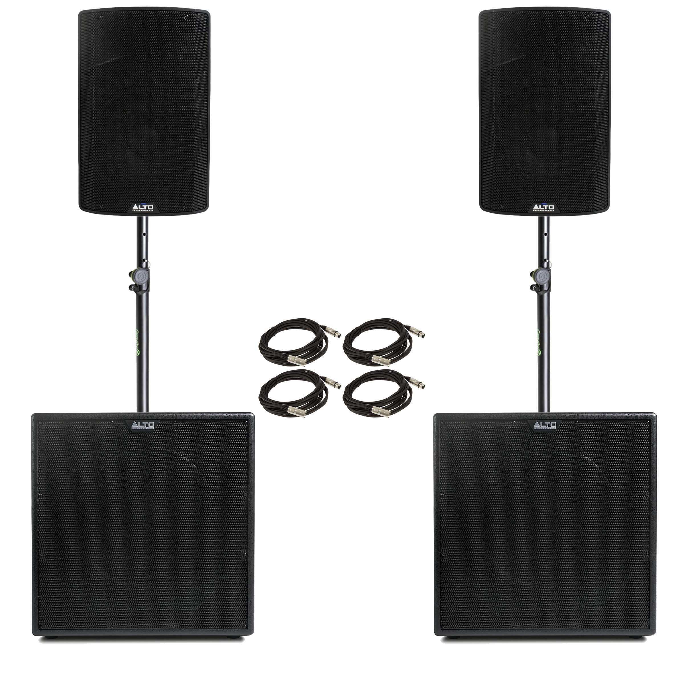 Alto Professional TX412 PA Bundle with 2x TX18S Sub + Stands + Cables