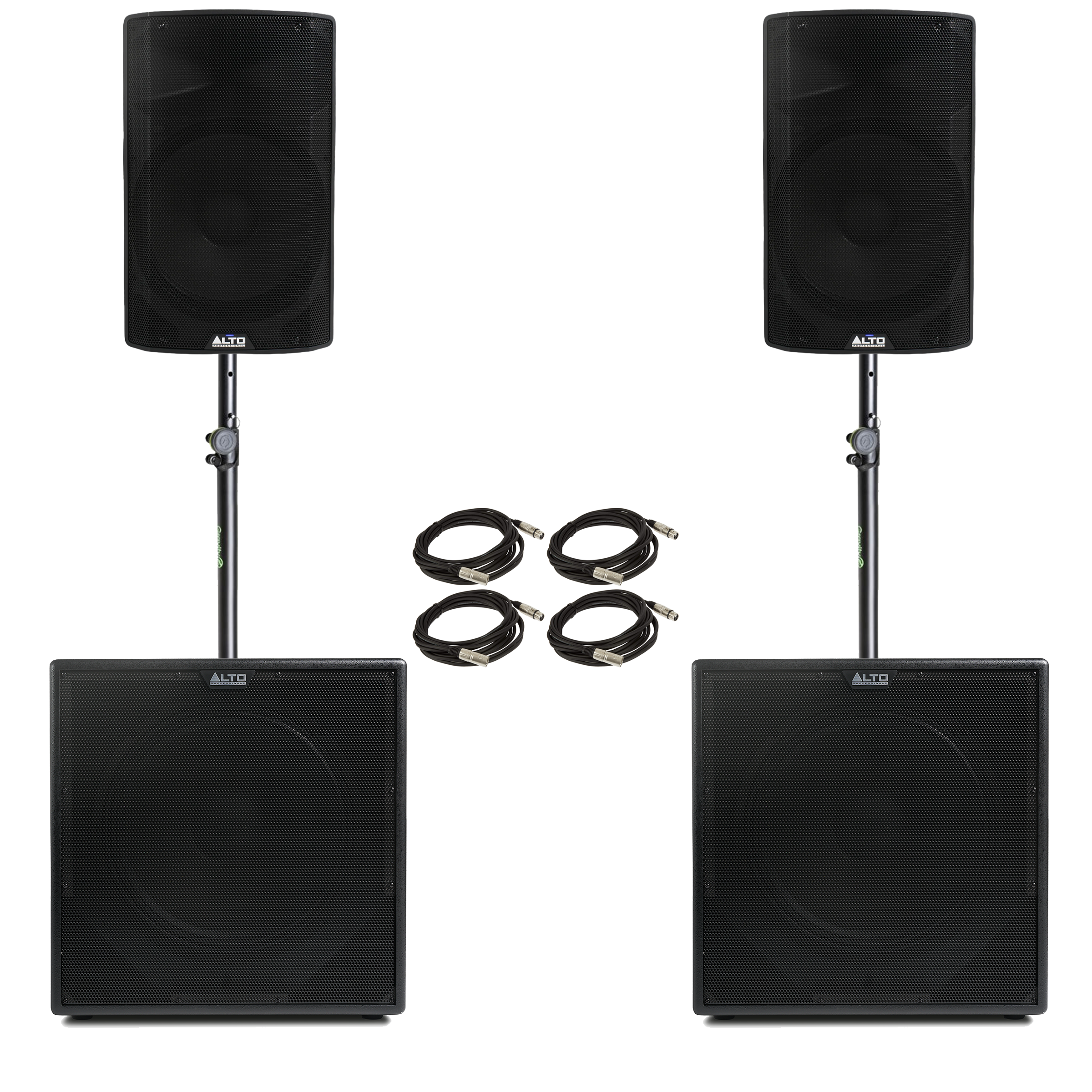Alto Professional TX415 PA Bundle with 2x TX18S Sub + Stands + Cables