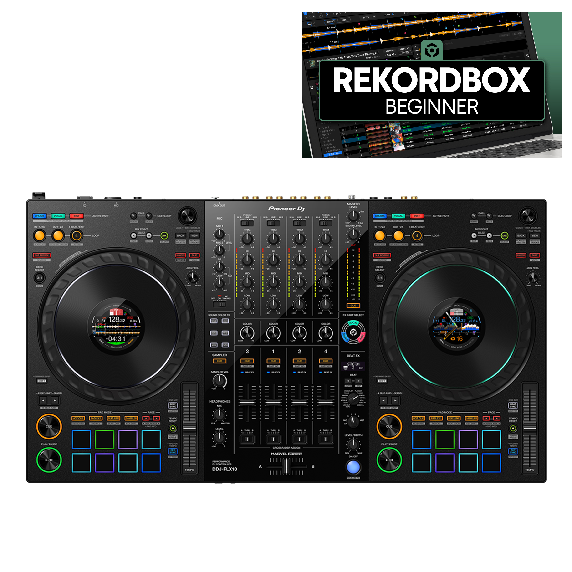 Pioneer DJ DDJ-FLX10 + Crossfader rekordbox Course Bundle