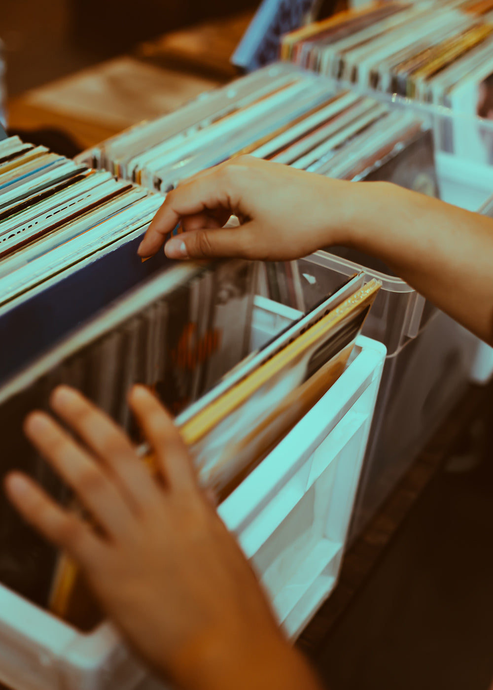 Crate digging through vinyl in the search for a hidden gem
