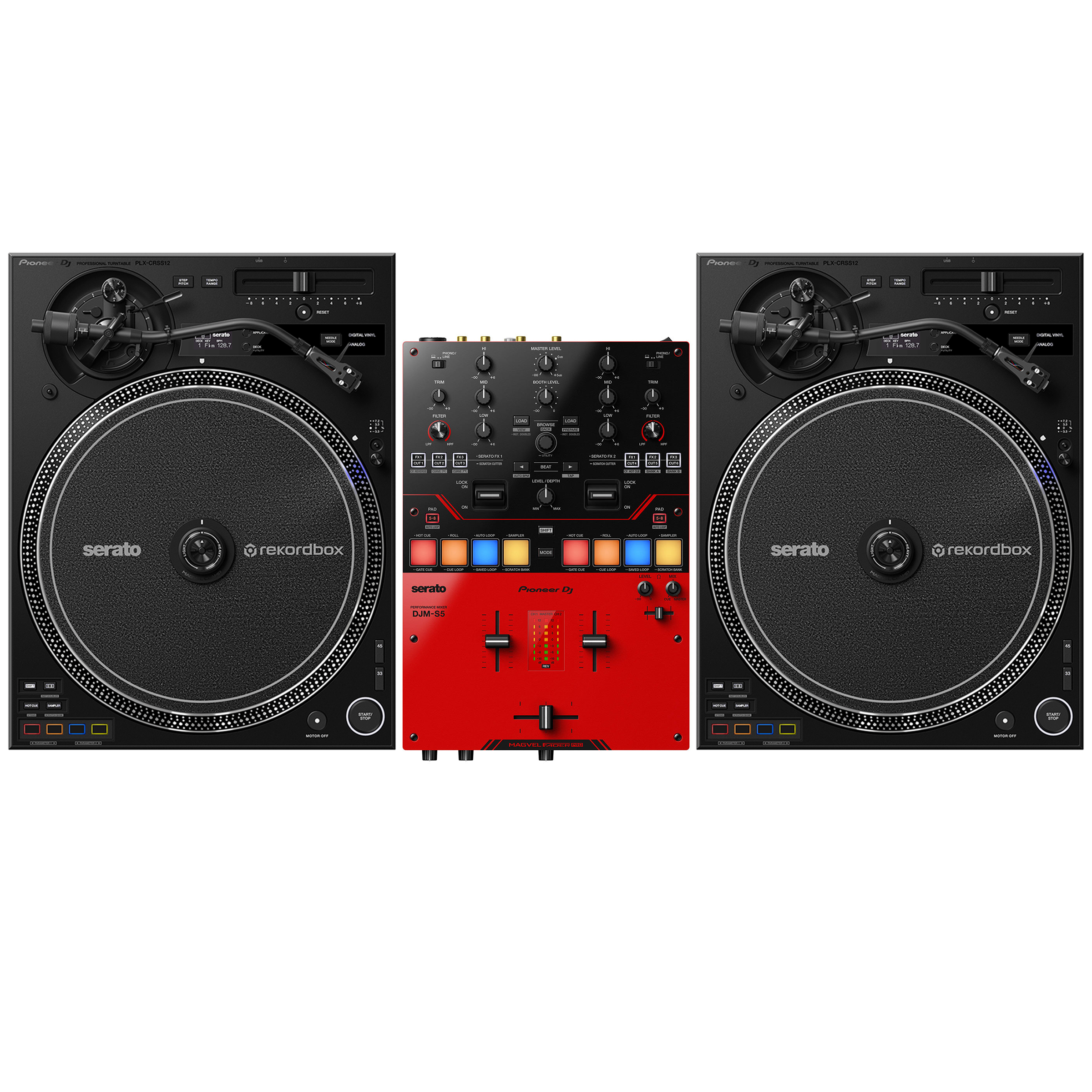 Pioneer DJ 2 x PLX-CRSS12 + DJM-S5 Bundle