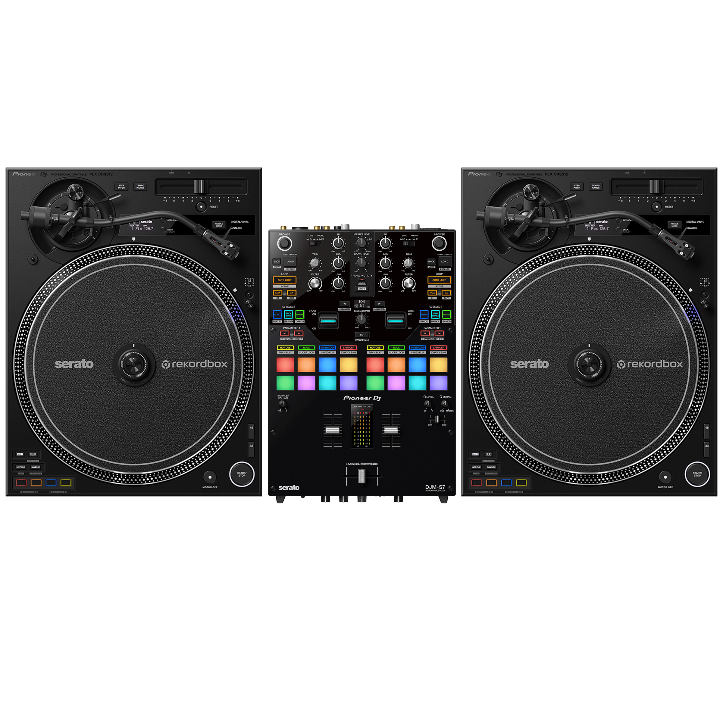 Pioneer DJ 2 x PLX-CRSS12 + DJM-S7 Bundle
