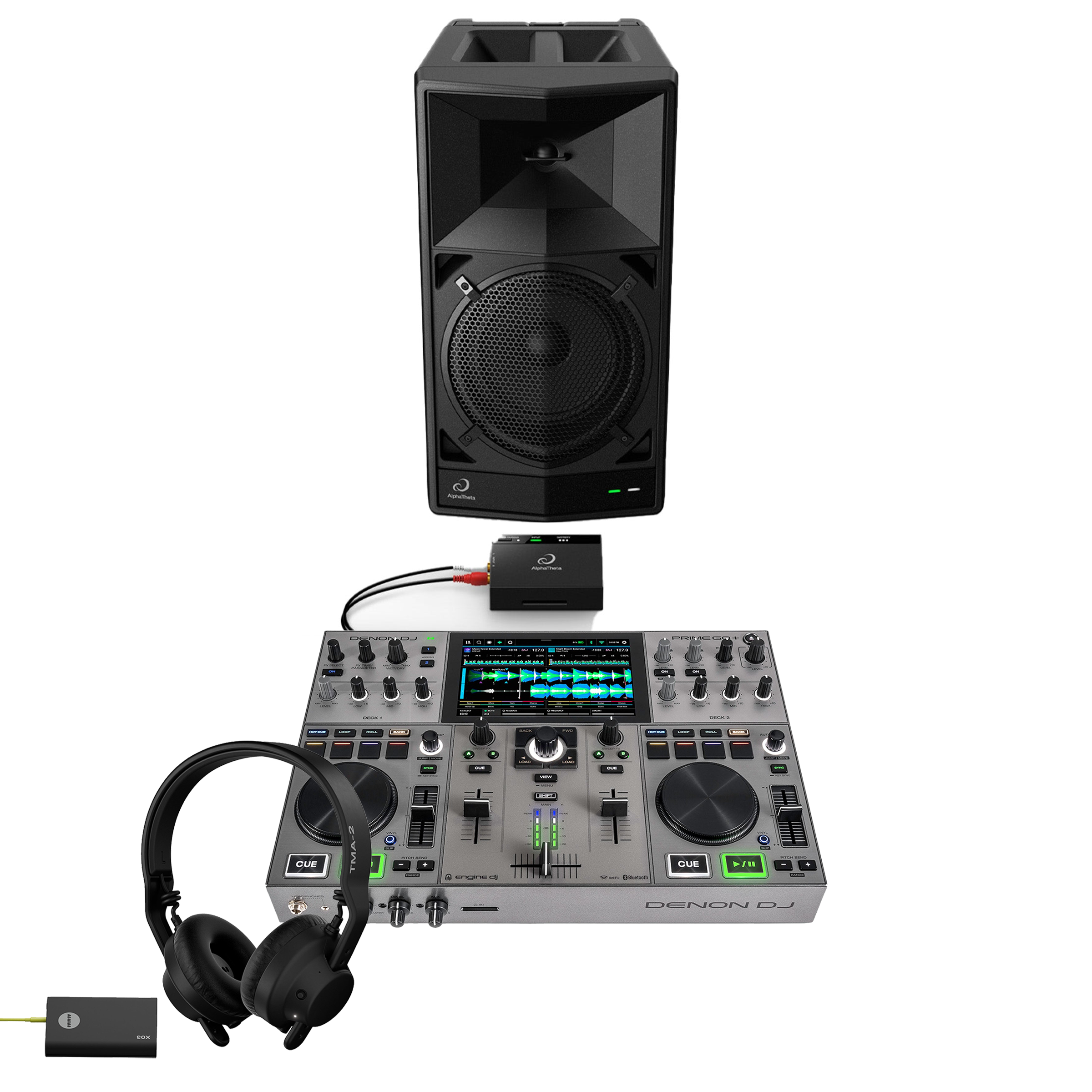 Denon DJ Prime GO+ Wave Eight TMA-2 DJ Wireless Bundle