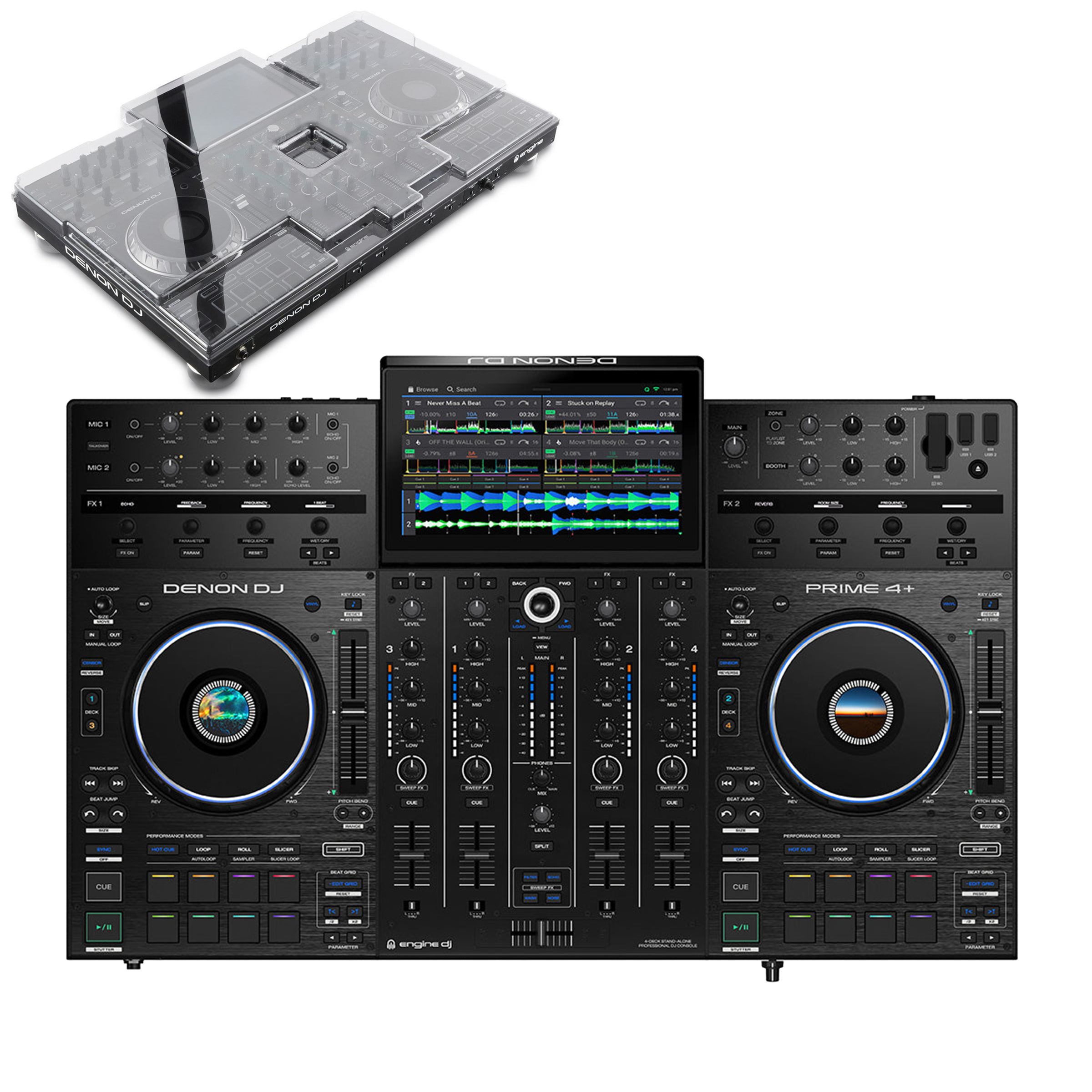 Denon DJ Prime 4+ & Decksaver Bundle