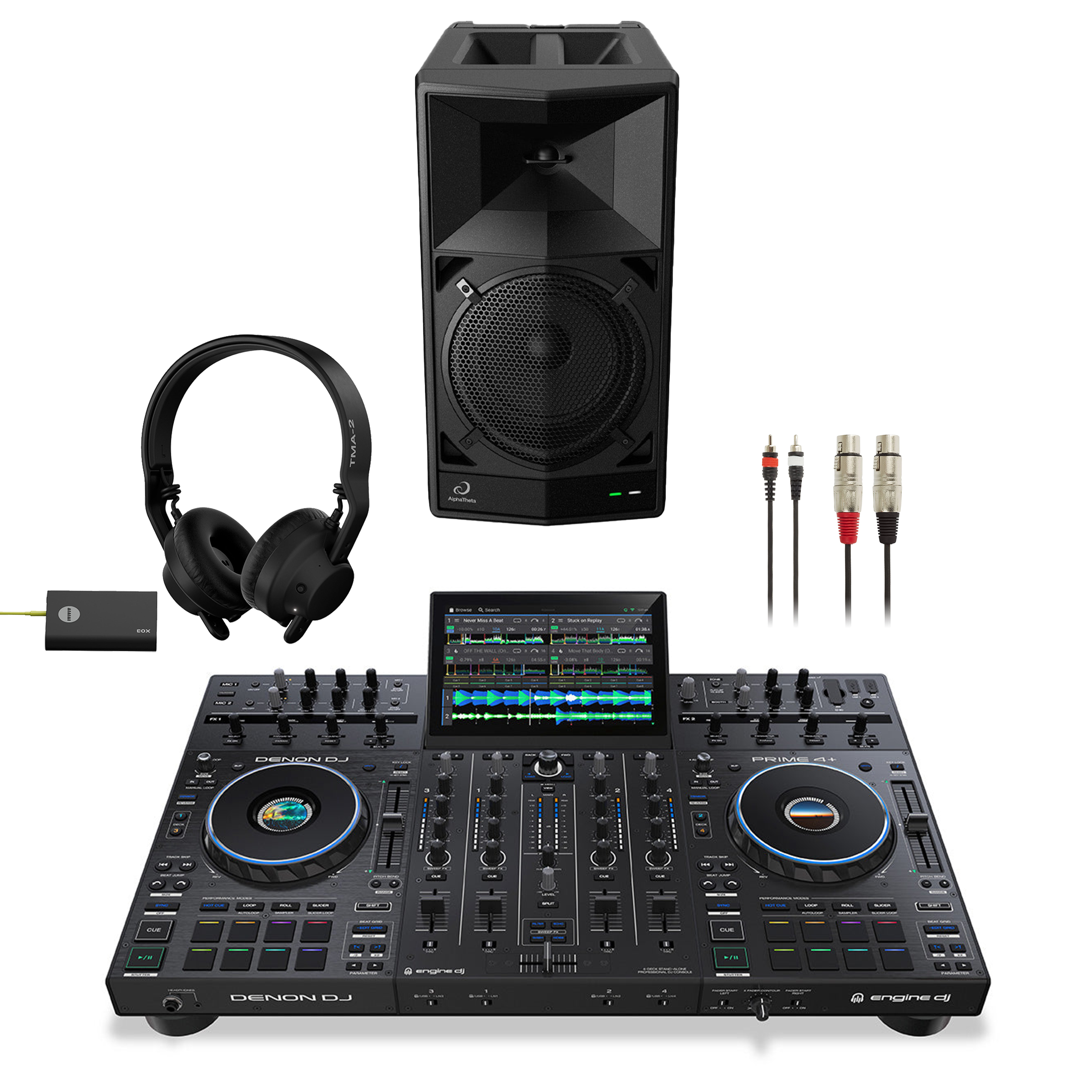 Denon DJ PRIME 4+ WAVE-EIGHT + TMA-2 DJ Wireless Bundle
