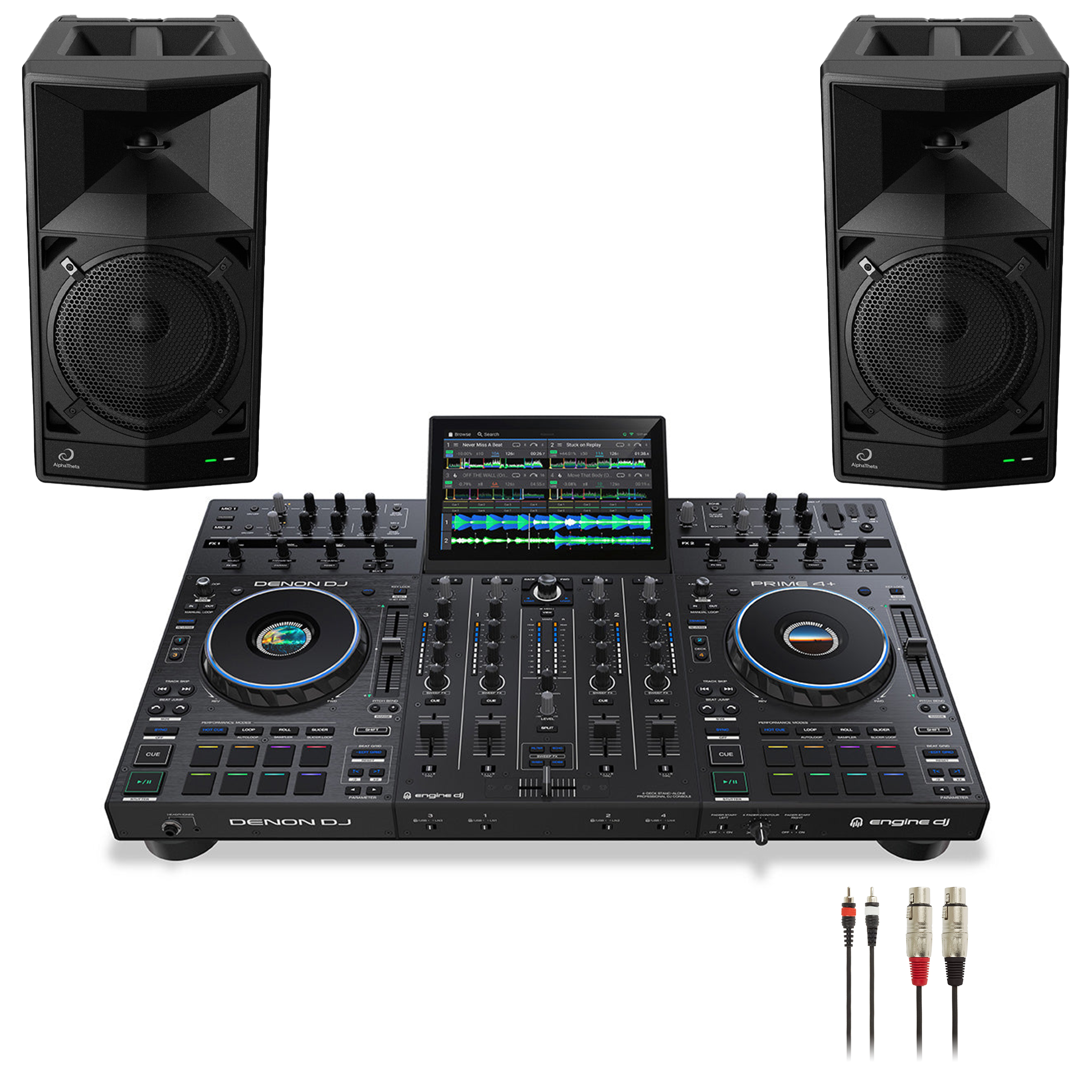 Denon DJ PRIME 4+ WAVE-EIGHT Pair Bundle