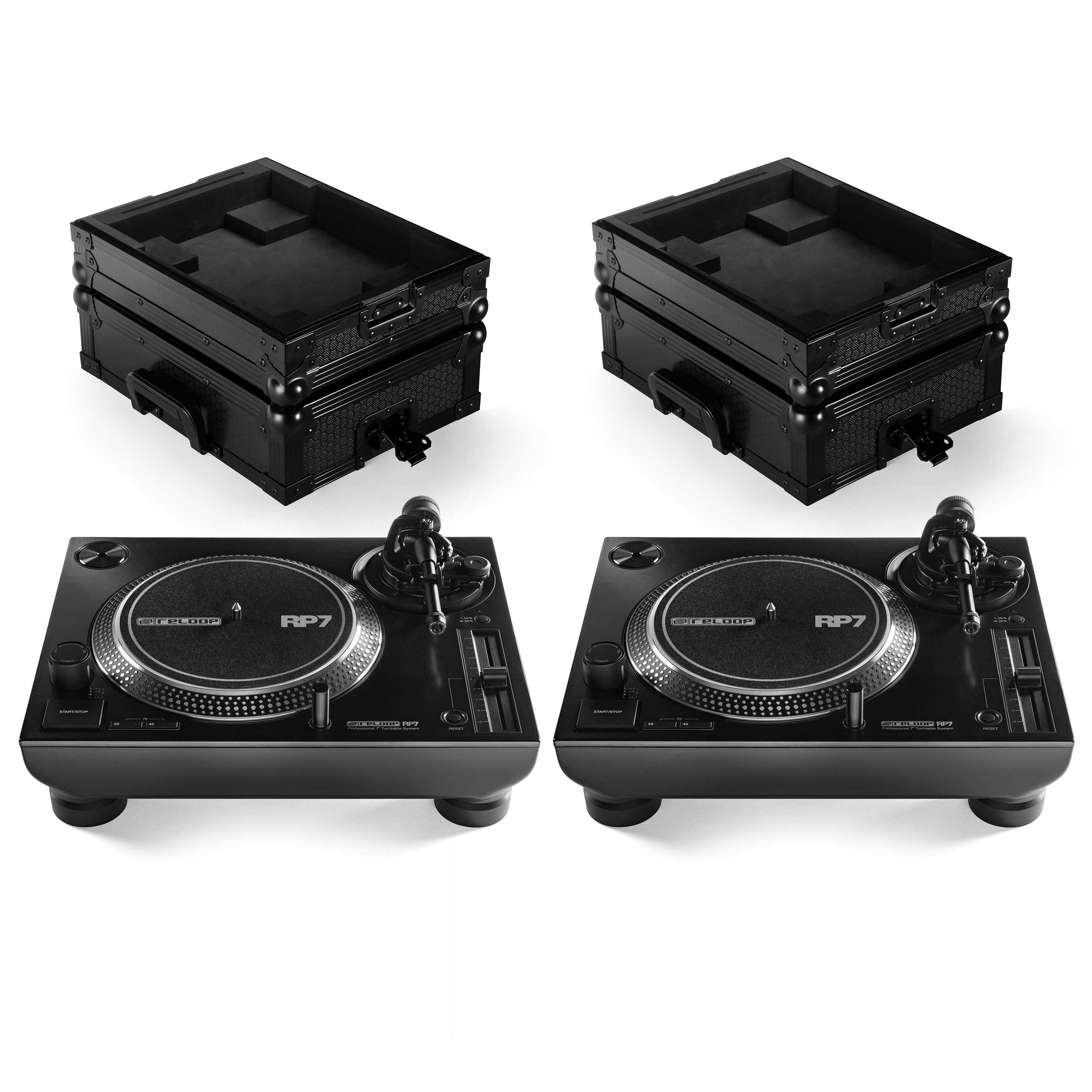 Reloop RP-7 Turntable Pair + Cases Bundle
