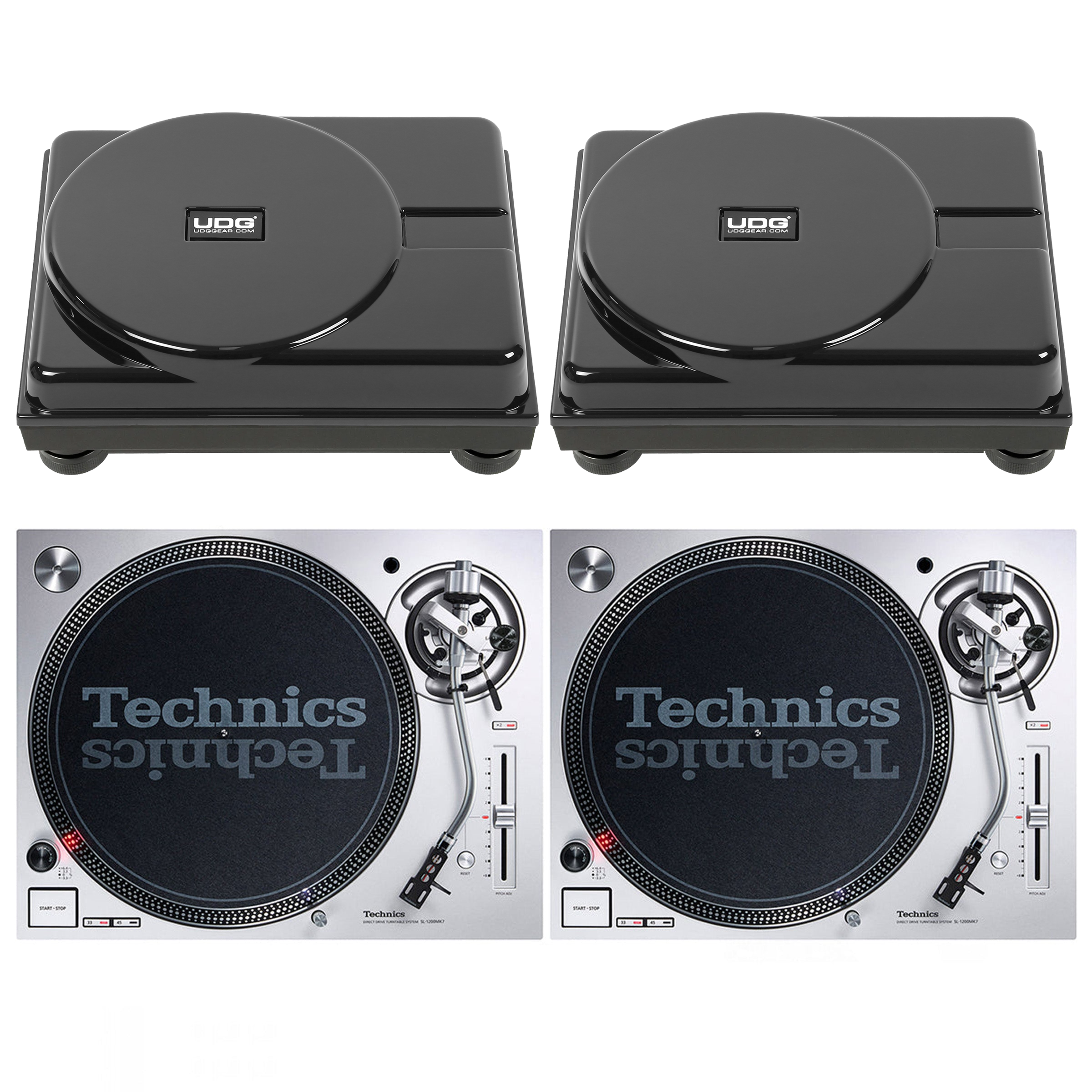 Technics SL1200 MK7 Pair + UDG Ultimate Equipment Covers