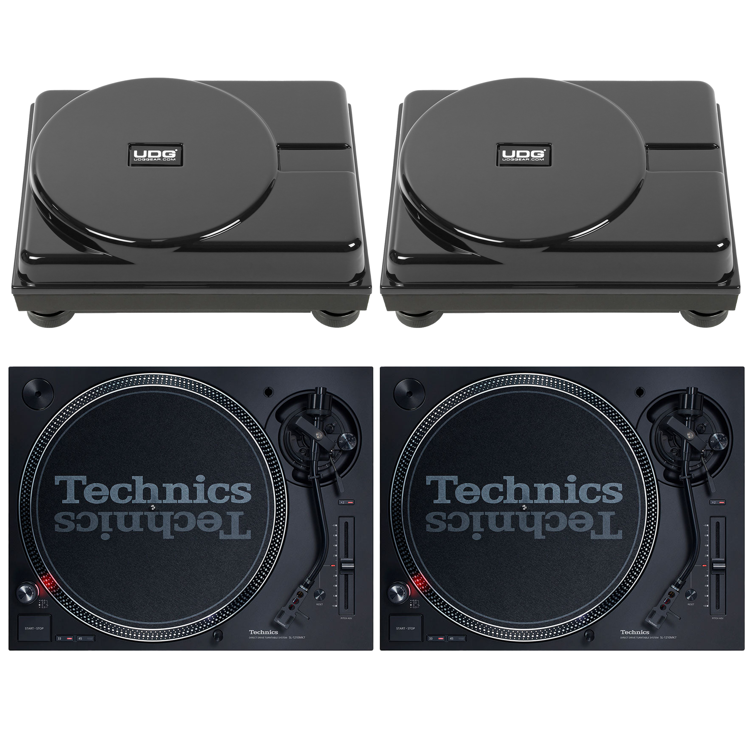 Technics SL1210 MK7 Pair + UDG Ultimate Equipment Covers