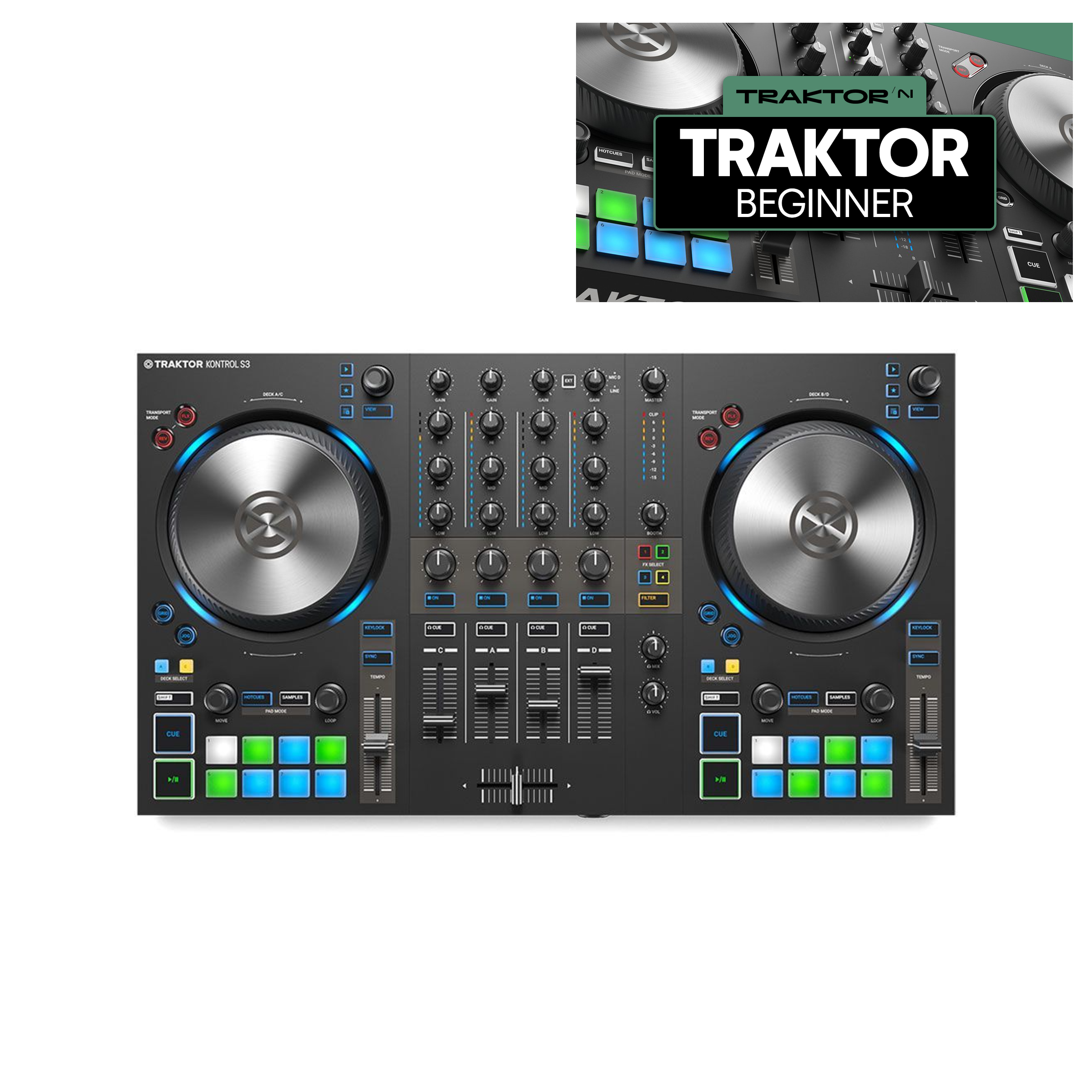 Native Instruments Kontrol S3 + Crossfader Beginner Course Bundle