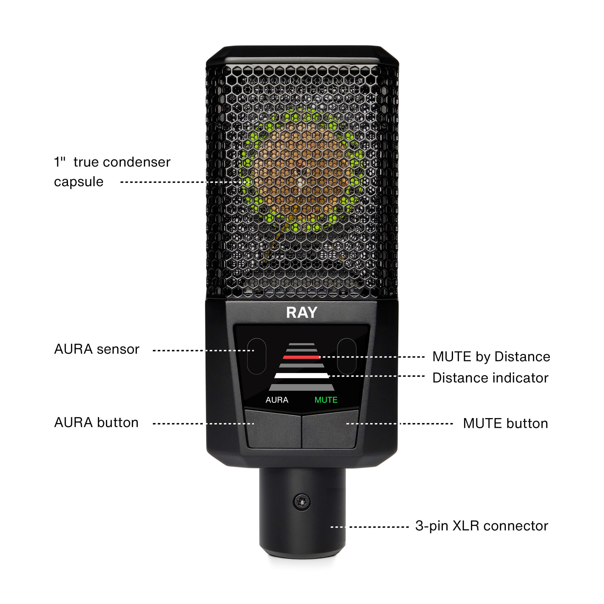 Lewitt Audio RAY Studio Mic With Auto Gain And Proximity Muting - Black