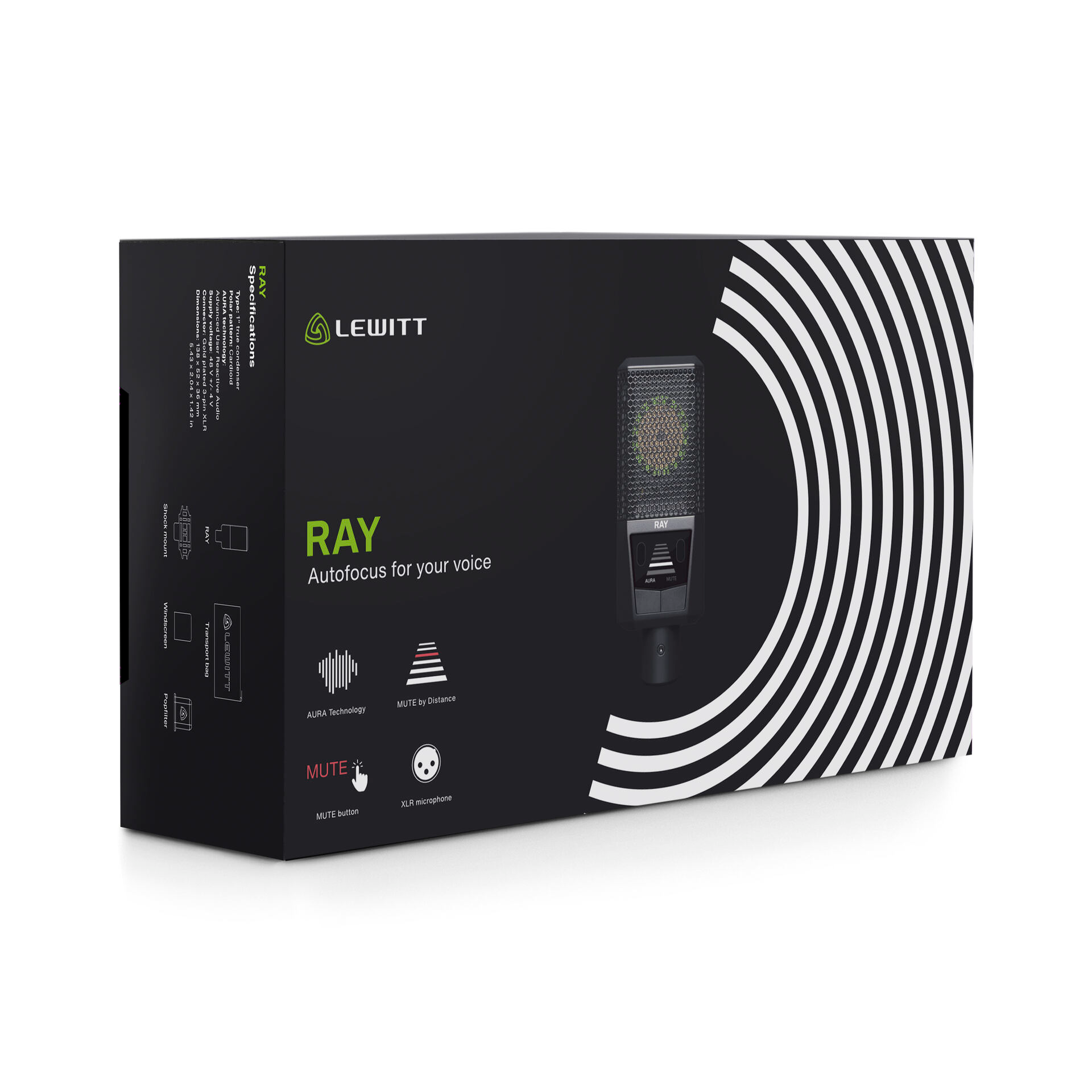 Lewitt Audio RAY Studio Mic With Auto Gain And Proximity Muting - Black