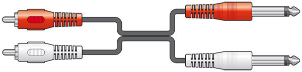 AV:LINK 1.2m 2 RCA to 2 6.3 Mono Jack Lead (112104)