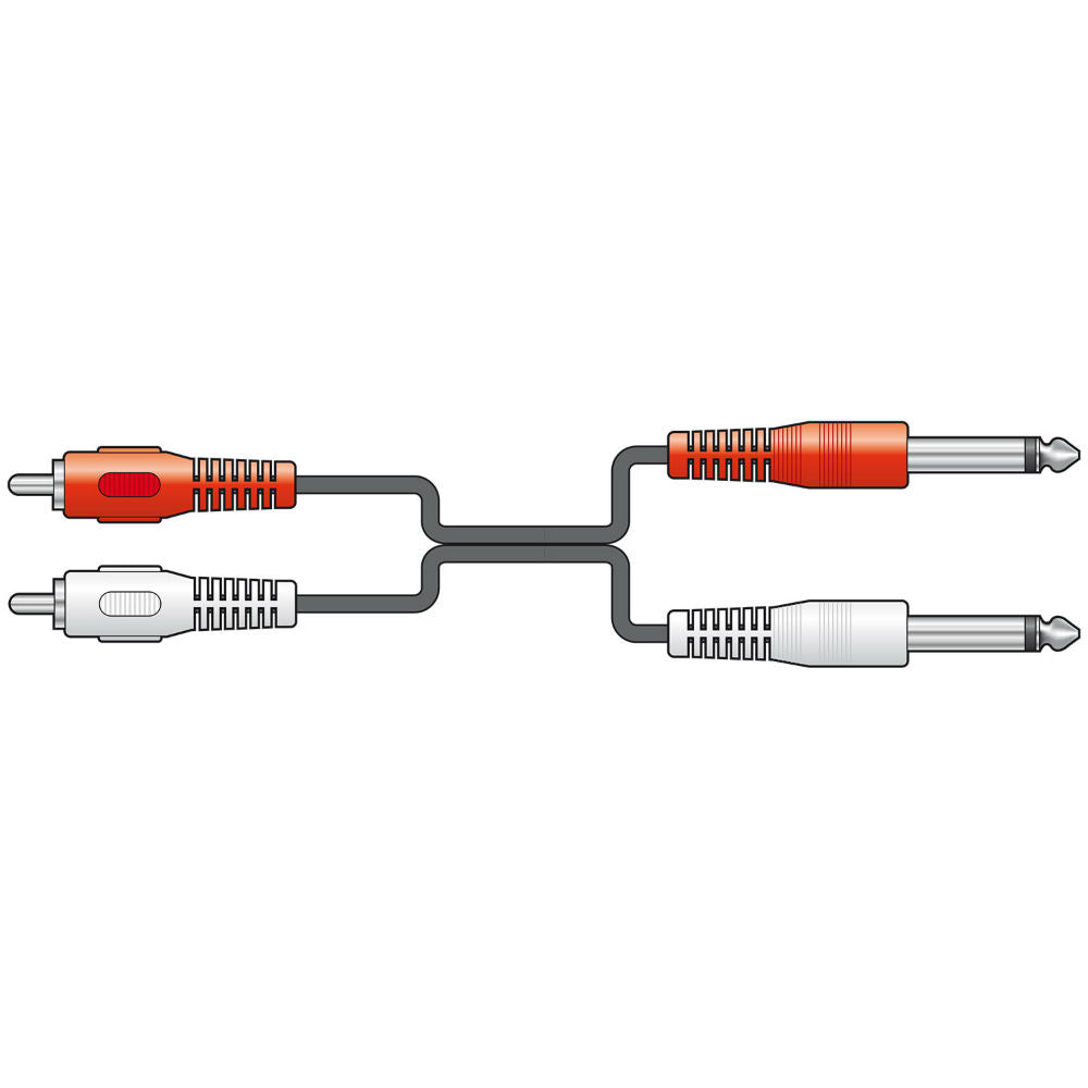 AVLINK 2 x RCA Plugs to 2 x 6.3mm Mono Plugs Lead - 5m (112.106UK)