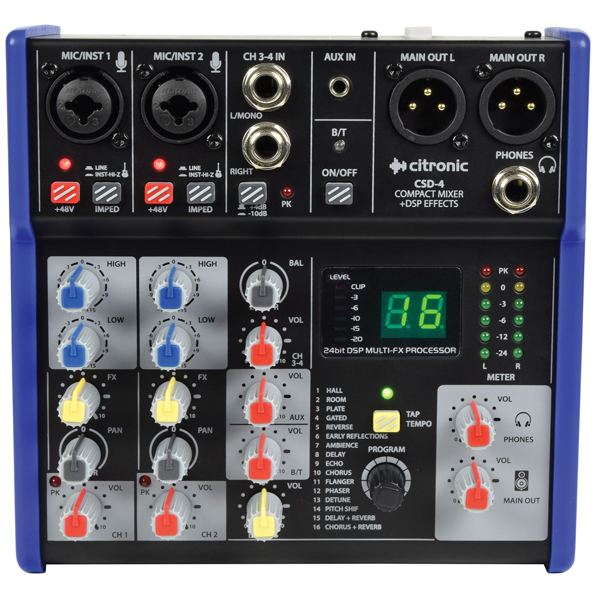 Citronic CSD-4 Compact Mixer with BT receiver + DSP Effects (170875)