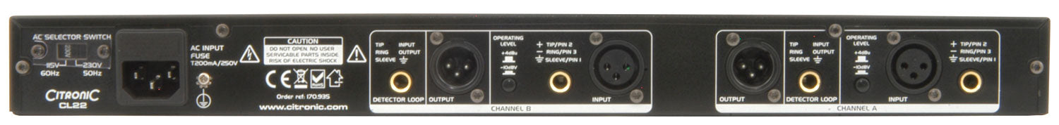 Citronic CL22 Stereo Compressor / Limiter / Gate (170935)