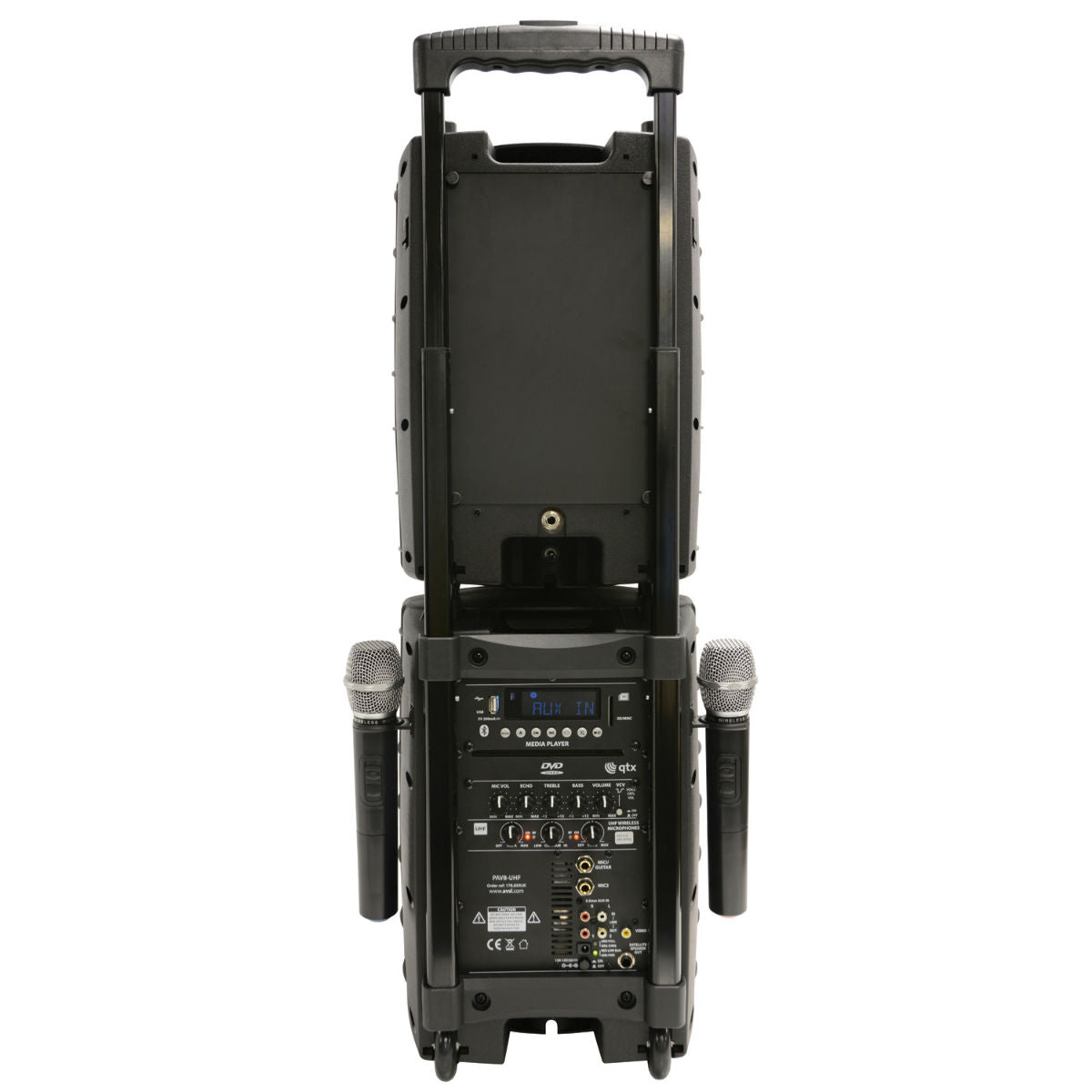 QTX PAV Portable PA Set with UHF Mics, Bluetooth & DVD (178859)
