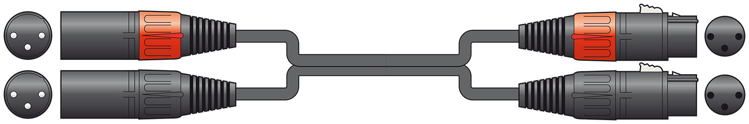 Chord 6m 2 x Male XLR to 2 x Female XLR Lead (190031)