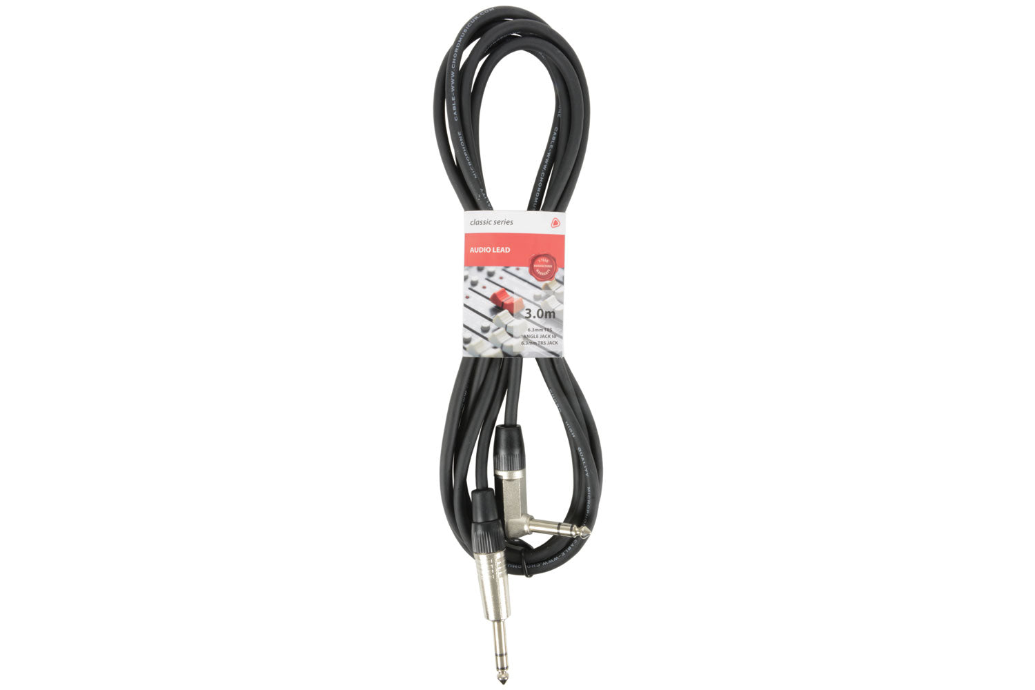 Chord 3m 6.3 TRS Right-Angle Jack To Straight Jack Lead (190271)
