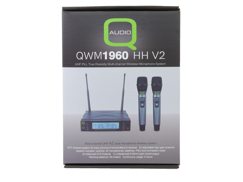 Q-AUDIO QWM1960 HH UHF Dual Channel True Diversity Handheld Wireless Microphone System