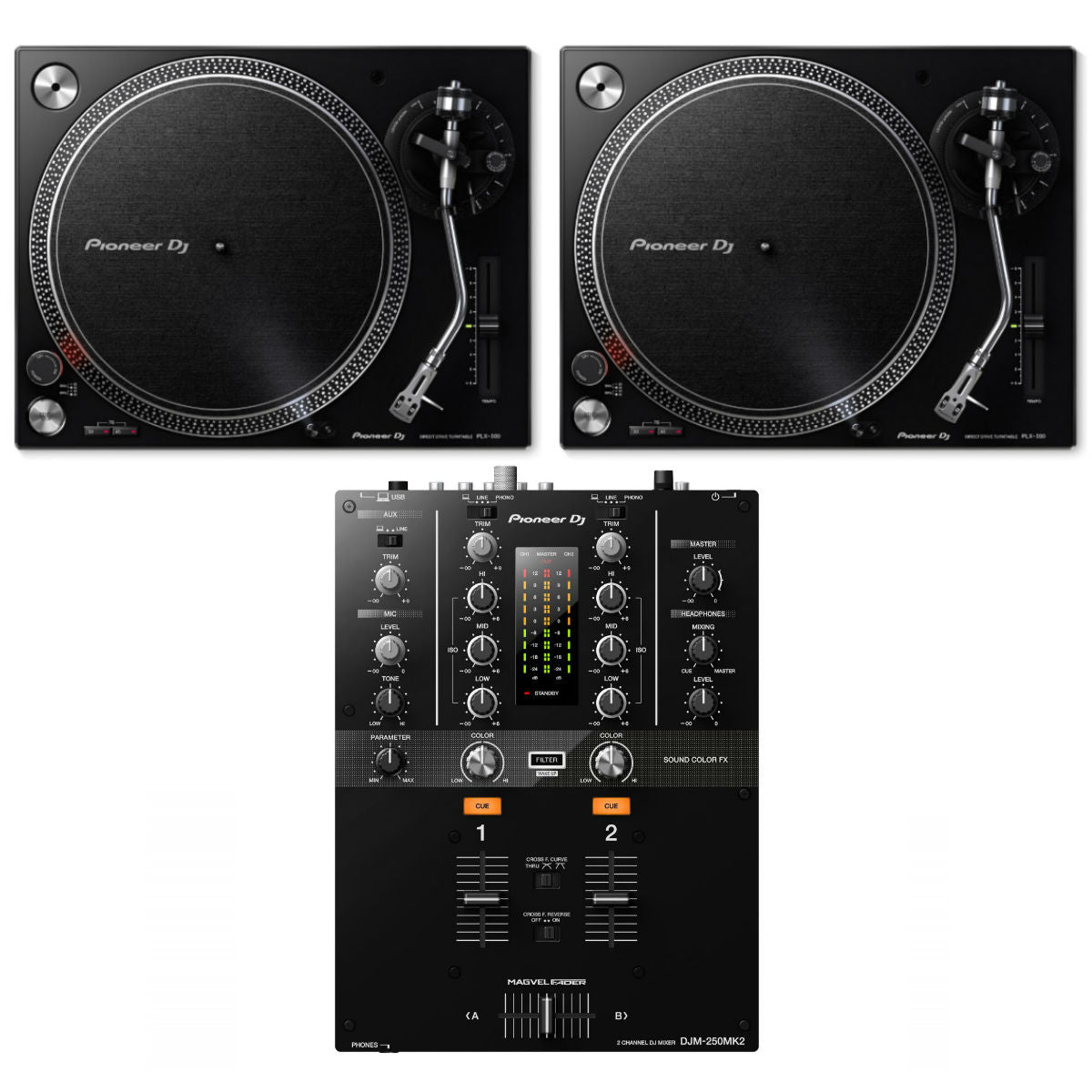 Pioneer 2 x PLX500K + DJM-250MK2 Bundle