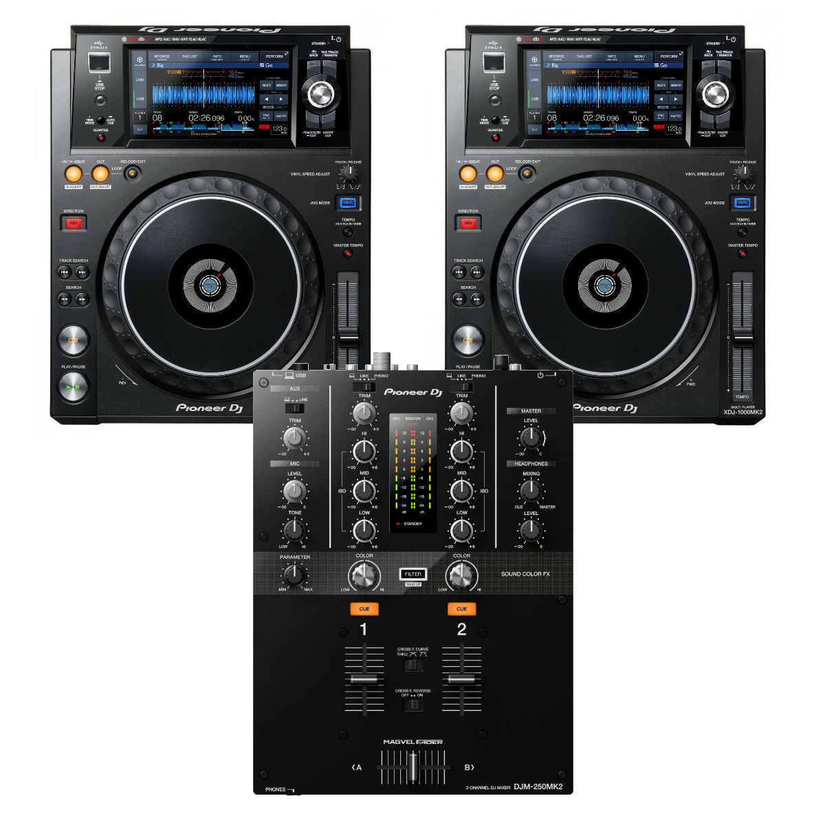 Pioneer DJ XDJ1000MK2 + DJM-250MK2 Bundle