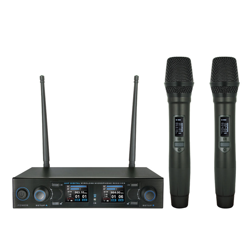 W-AUDIO DM800H Twin Handheld UHF Wireless Mic System (863.0Mhz-865.0Mhz) (MIC78)