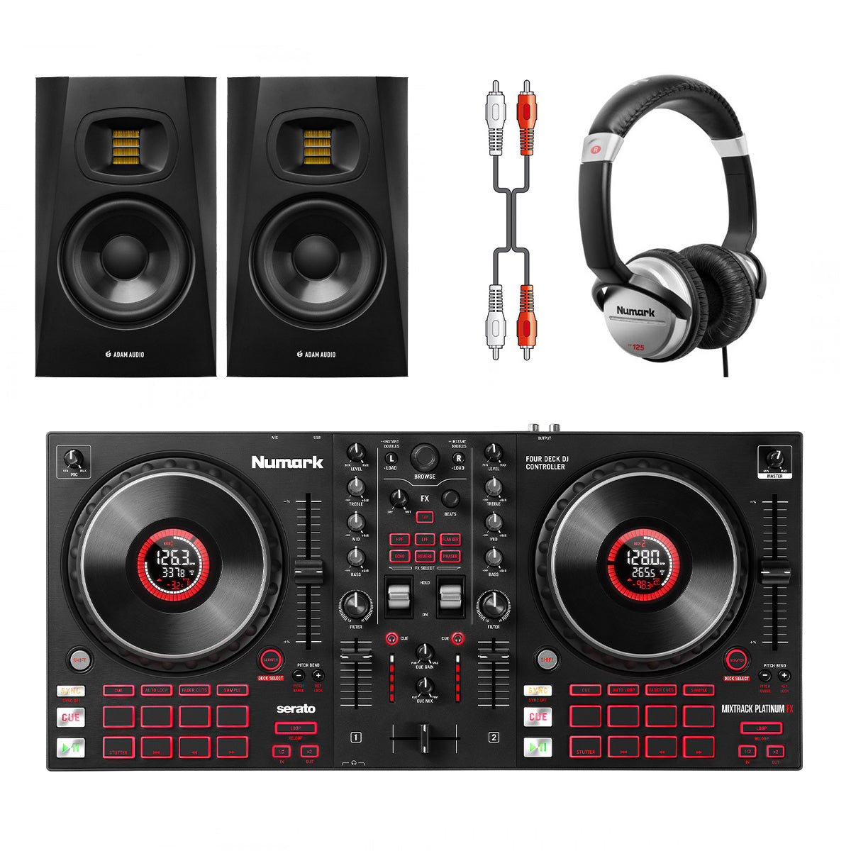 Numark Mixtrack Platinum FX + T5V Monitors + Headphones