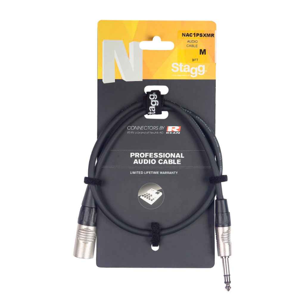 Stagg NAC1PSXMR Balanced Jack to Male XLR Cable 1m