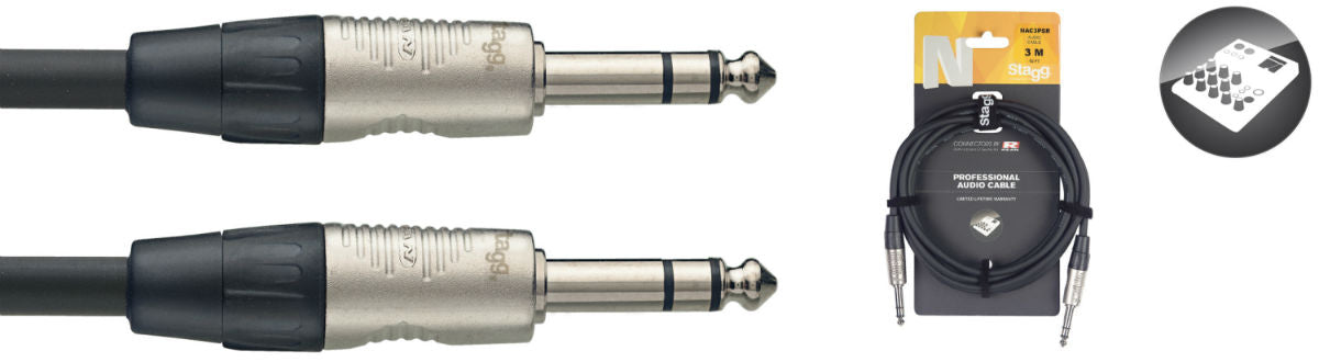 Stagg NAC3PSR Balanced Stereo Jack Cable 3m