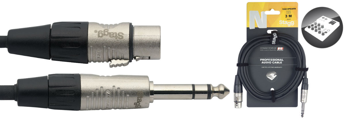 Stagg NAC3PSXFR Balanced Jack to Female XLR Cable 3m